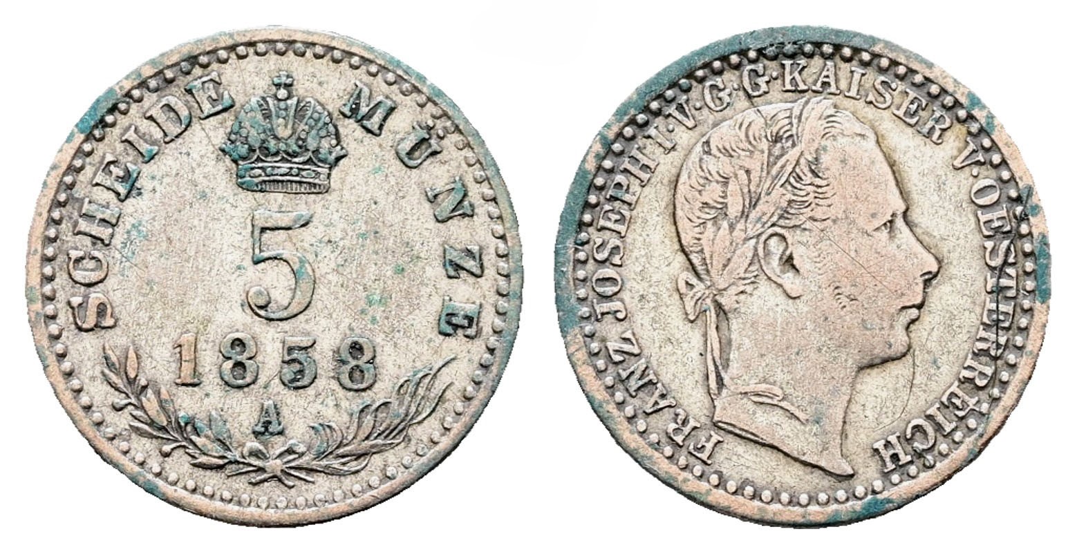 Rakousko - 5 krejcar 1858
