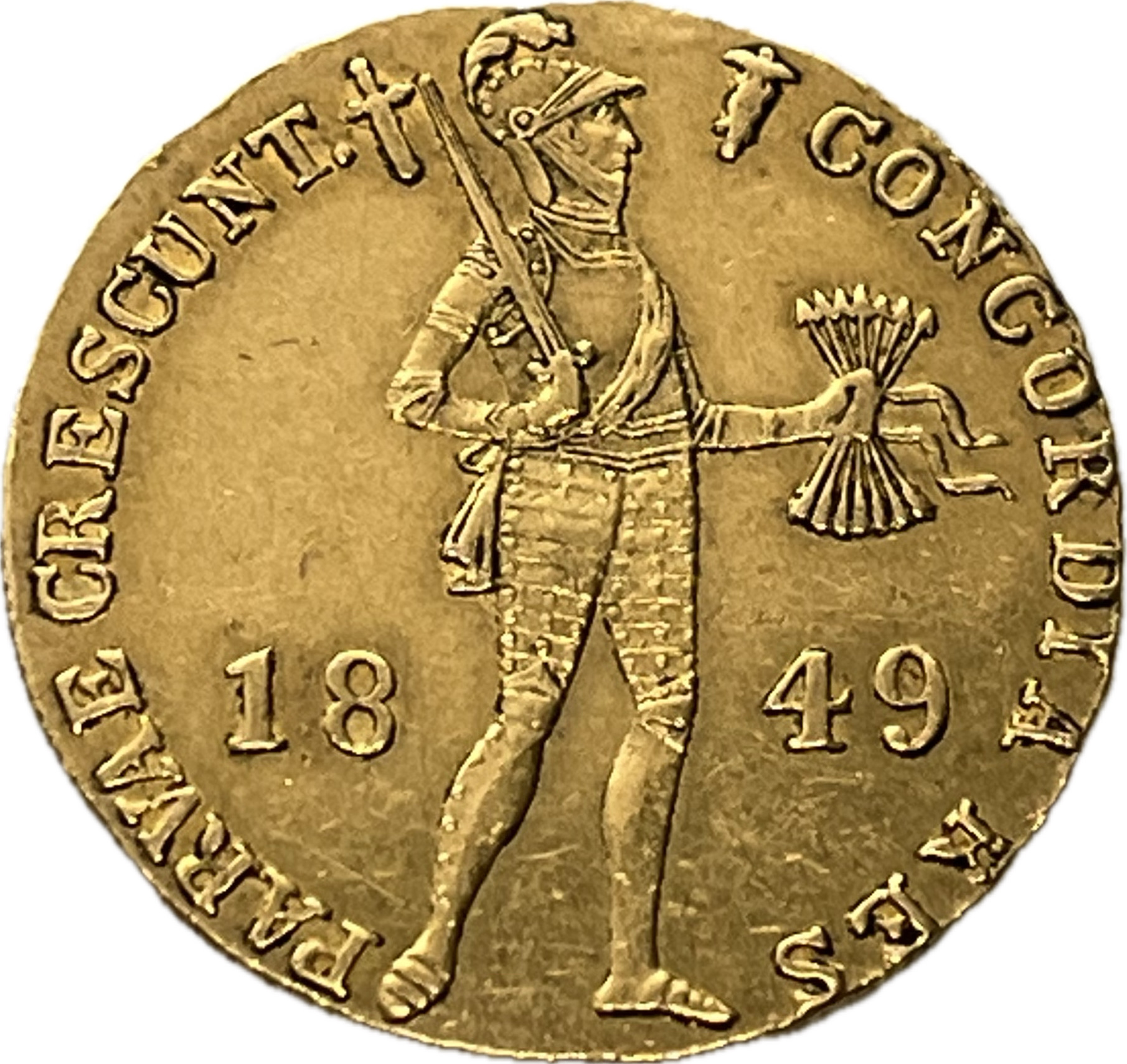 Nizozemí zlatý dukát Utrecht 1849