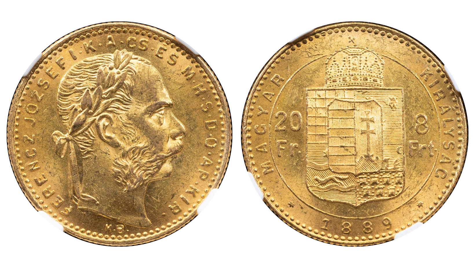 Rakousko - 8 Zlatníků 1889, KB, Kremnice, NGC MS63, zlato