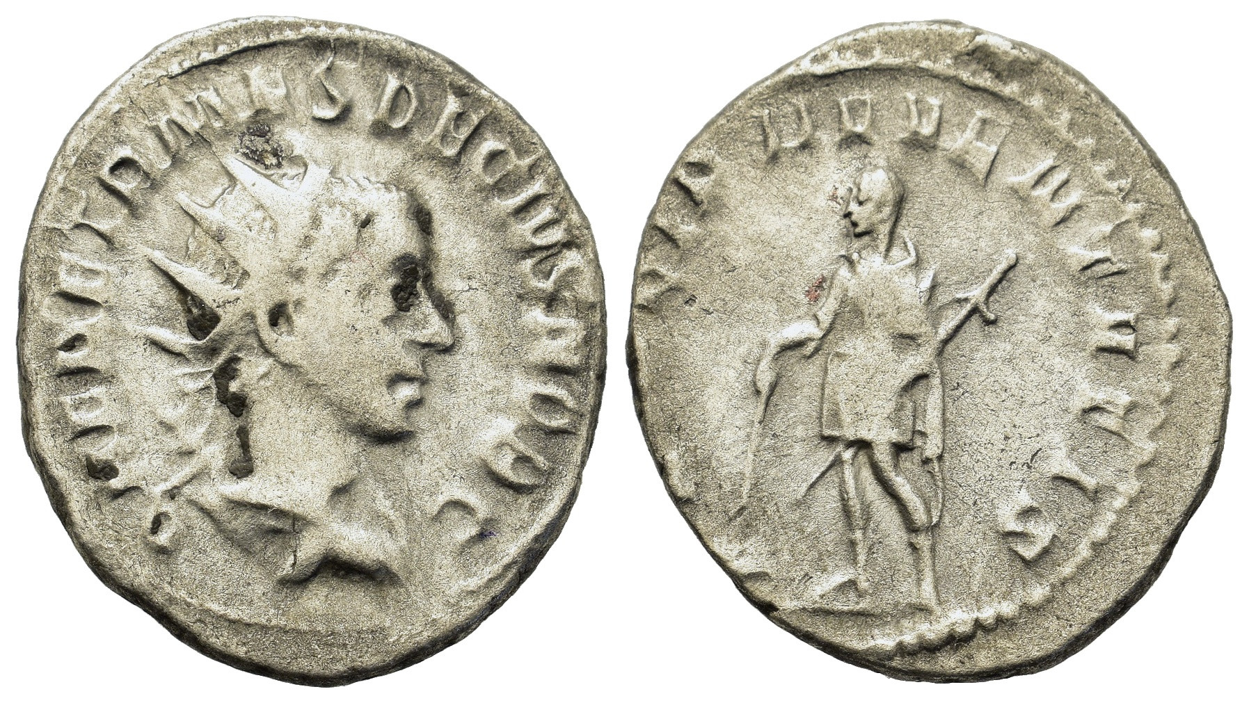 Řím - Herennius Etruscus (Caesar AD 249-251). Stříbrný Antoninianus (20mm, 4.3g)