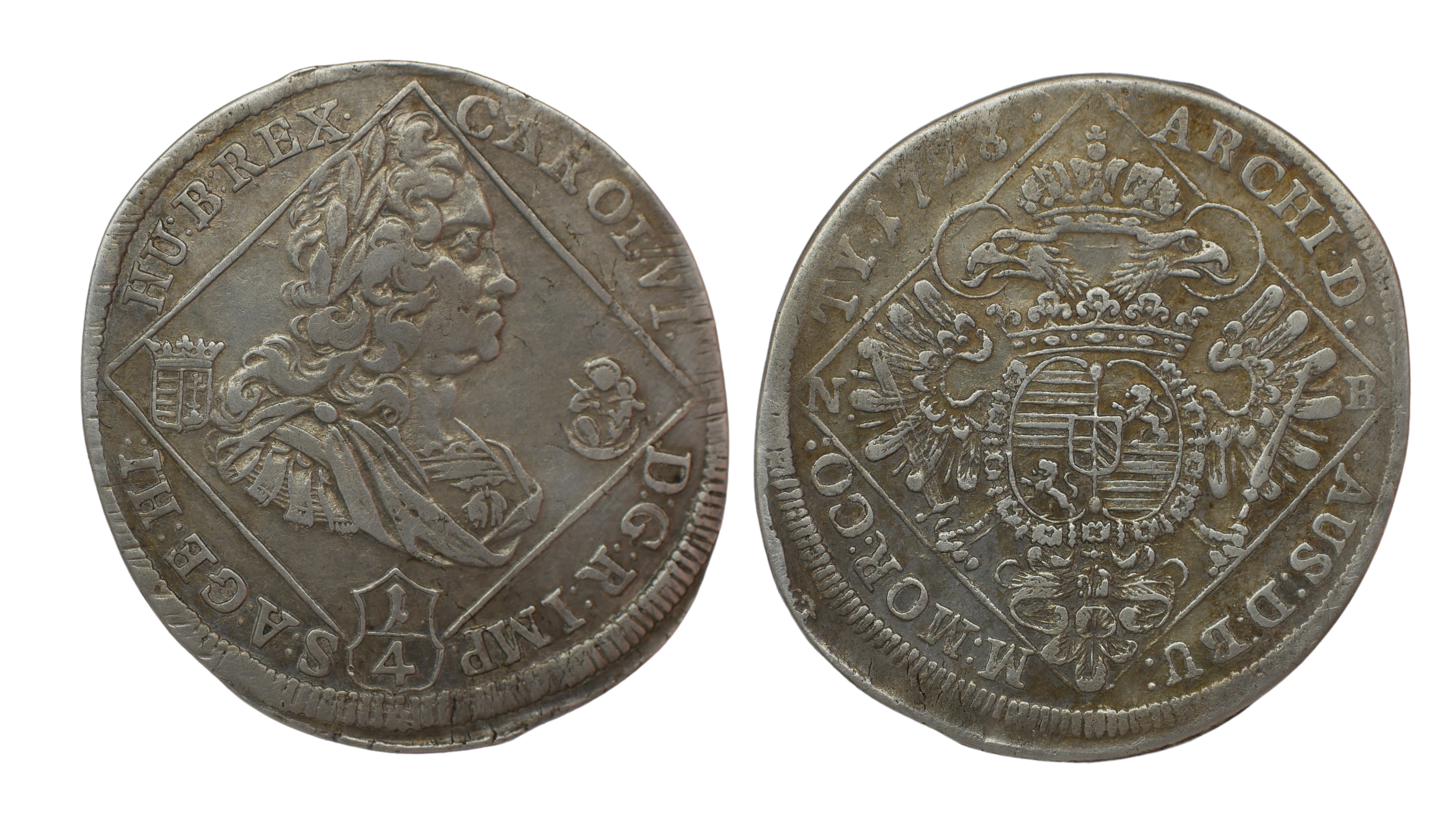 Rakousko - Maďarsko 1/4 Taler Nagybanya 1728 NB Karl VI, 1711-1740, 8,83g