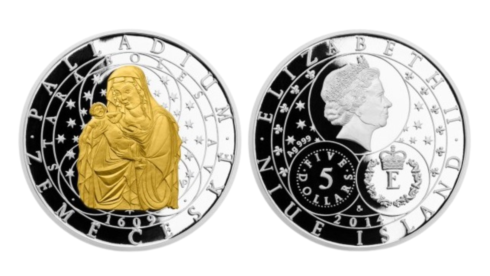 2014 - Stříbrná mince 5 NZD Palladium země české - Proof