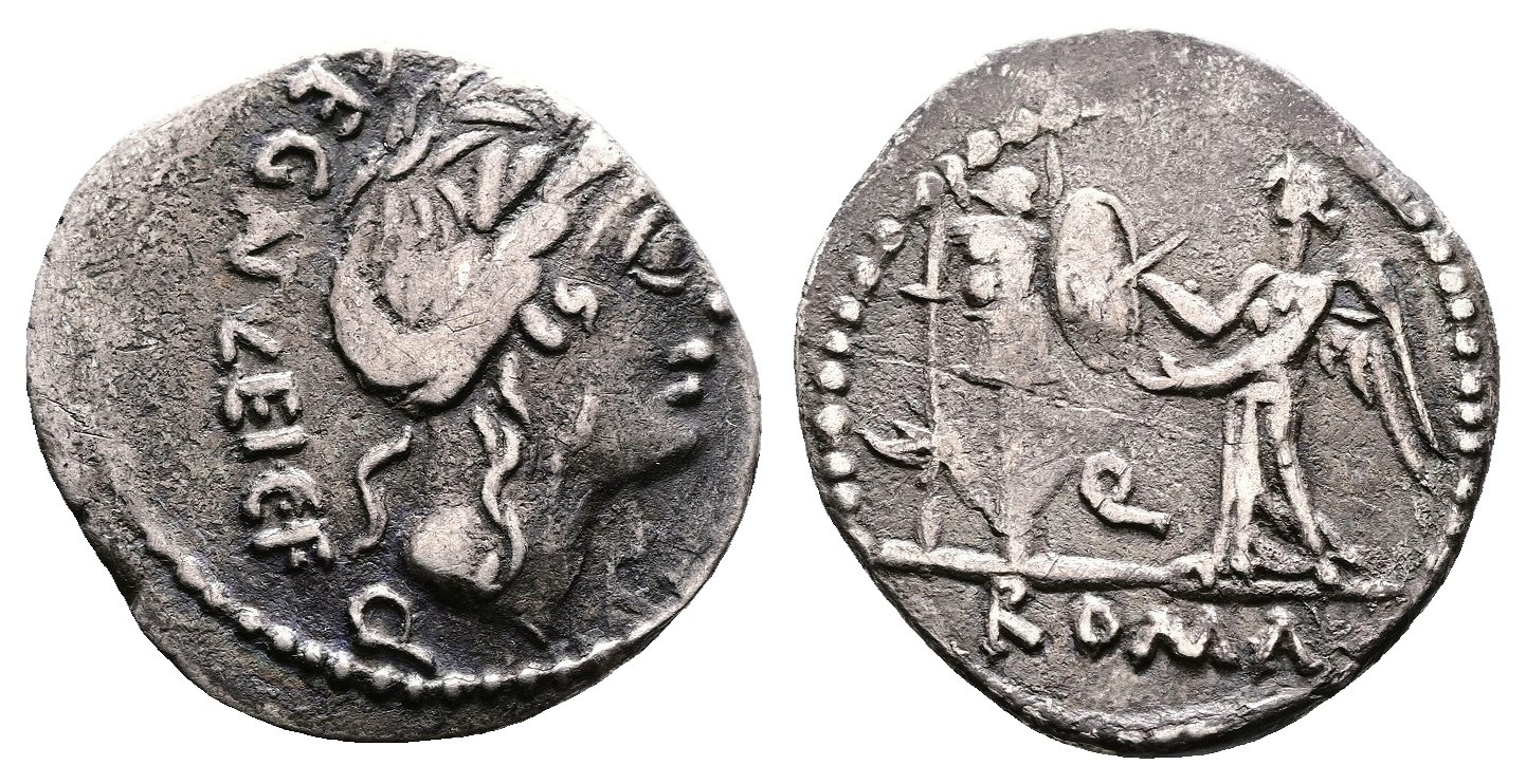Řím – C. Egnatuleius C. f., quinarius. 97 př. n. l. Stříbrný quinarius (16 mm, 1,82 g)