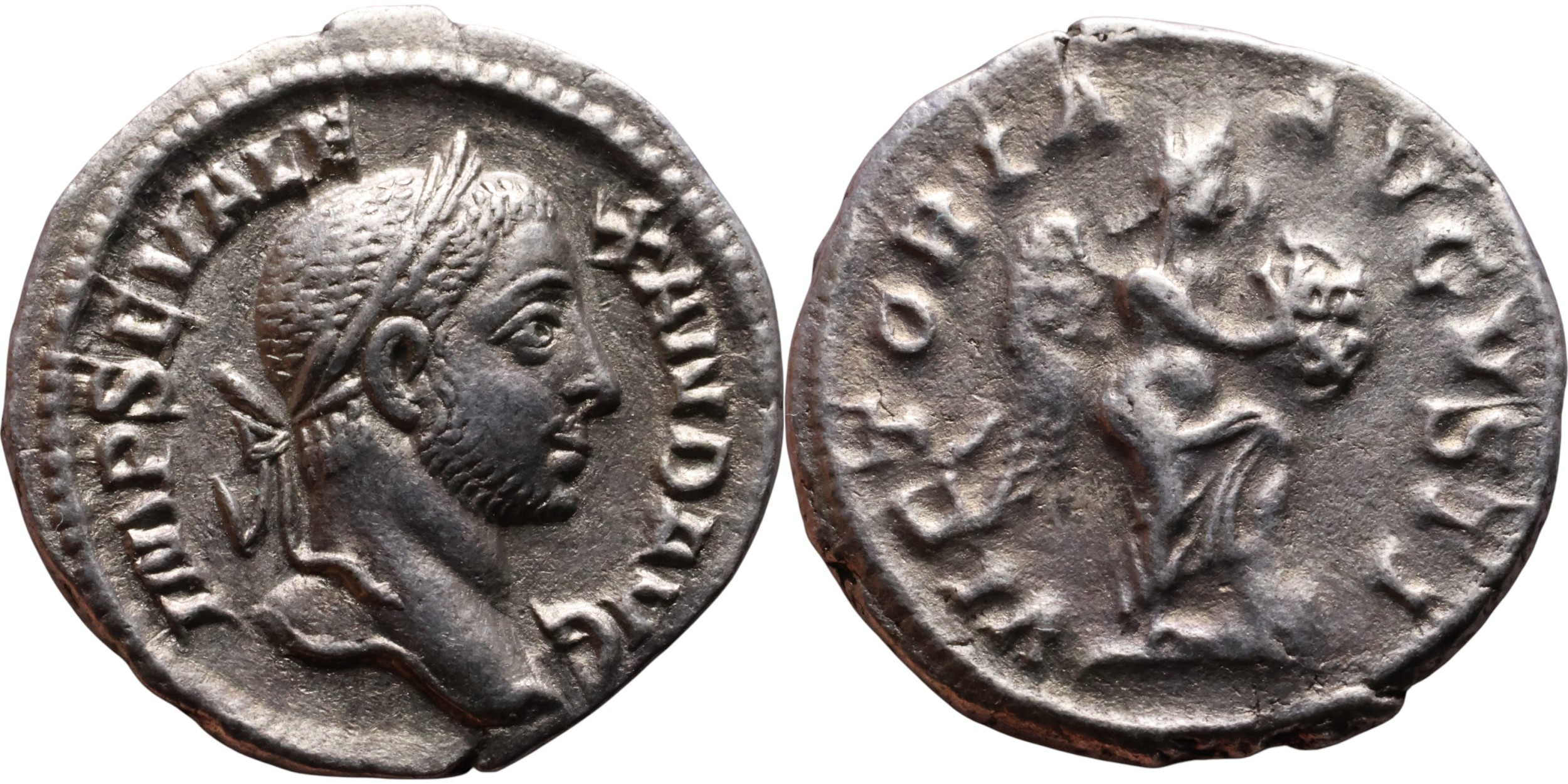 Řím – Alexander Severus, denár. Cca 3. stol. n. l. Stříbro (18 mm, 2,96 g)