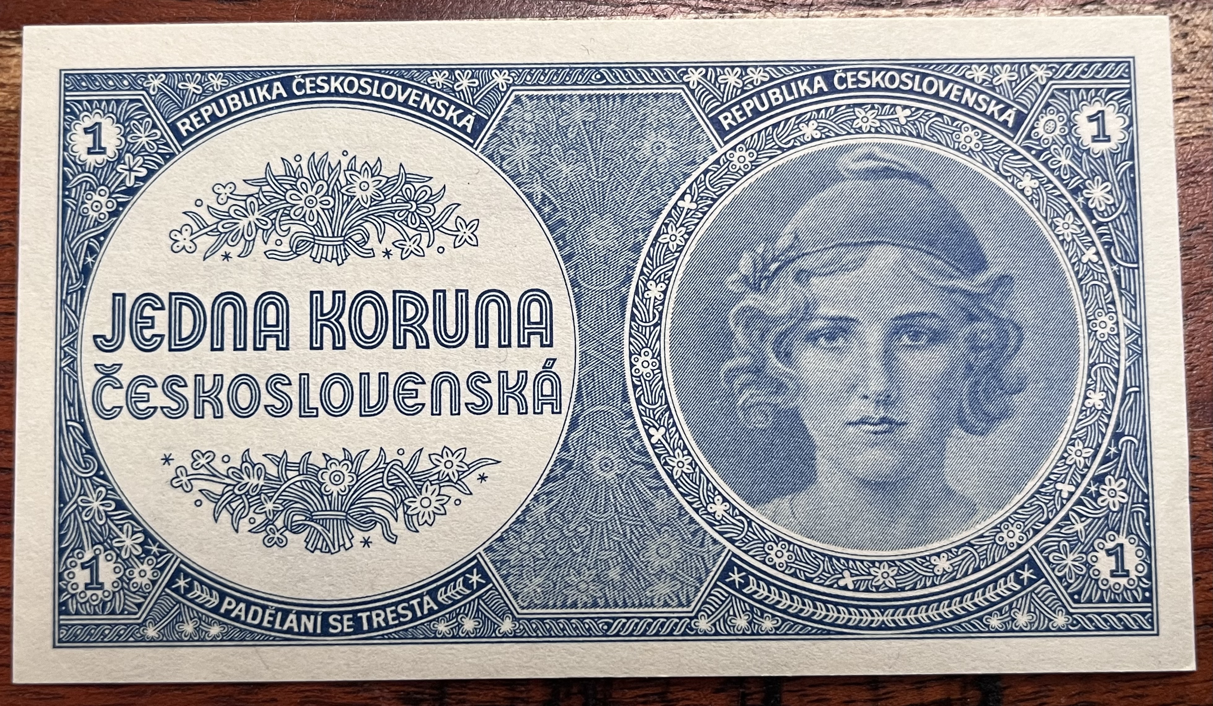 Československo -1 koruna, 1938, Mucha , UNC
