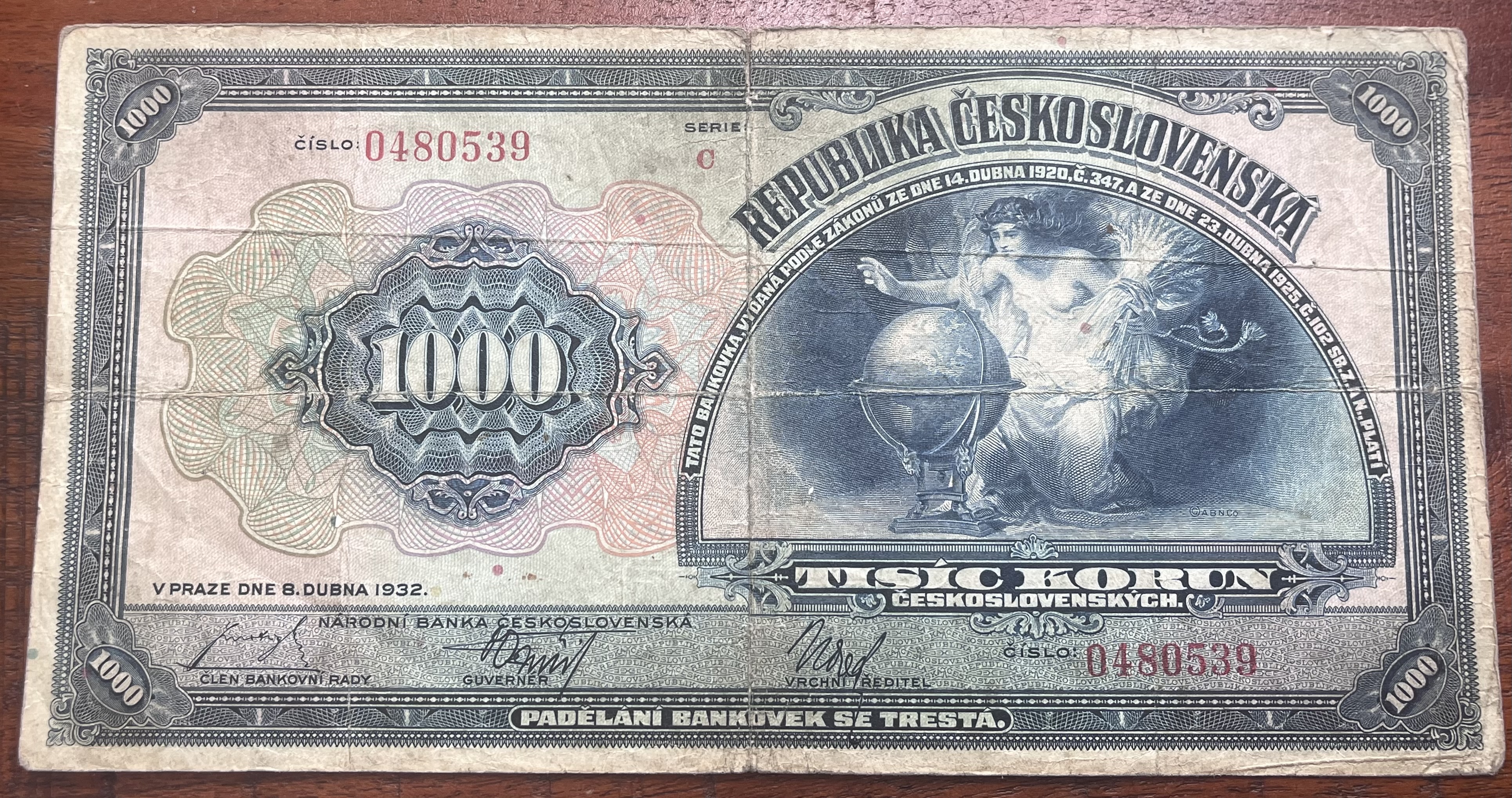 Československo -1000 korun, 1932, C