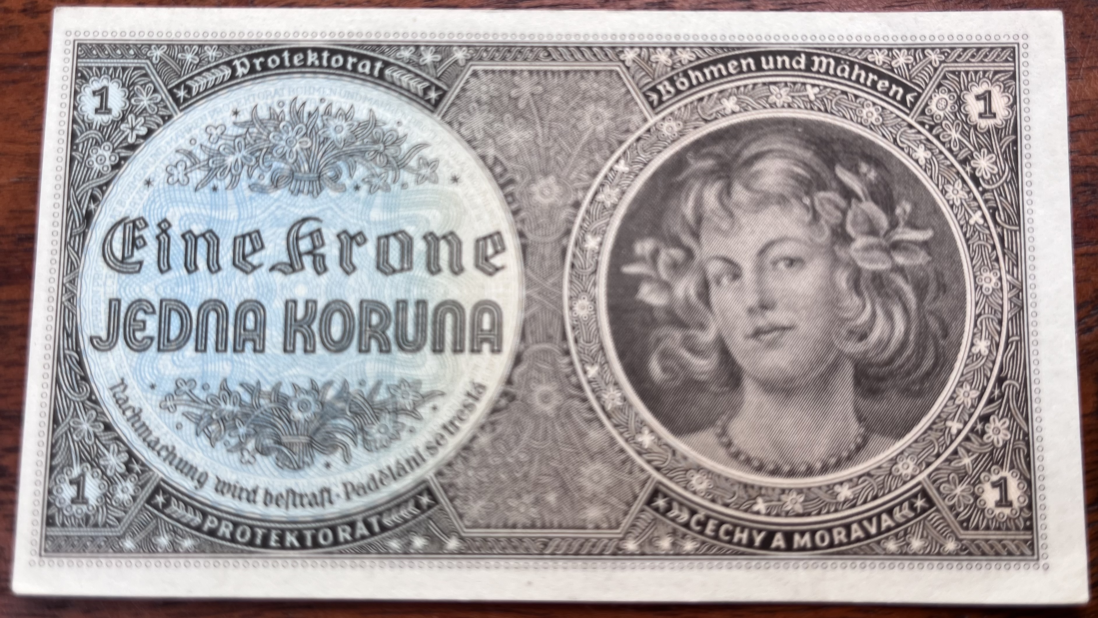 Československo -1 korun, 1940, D036 UNC