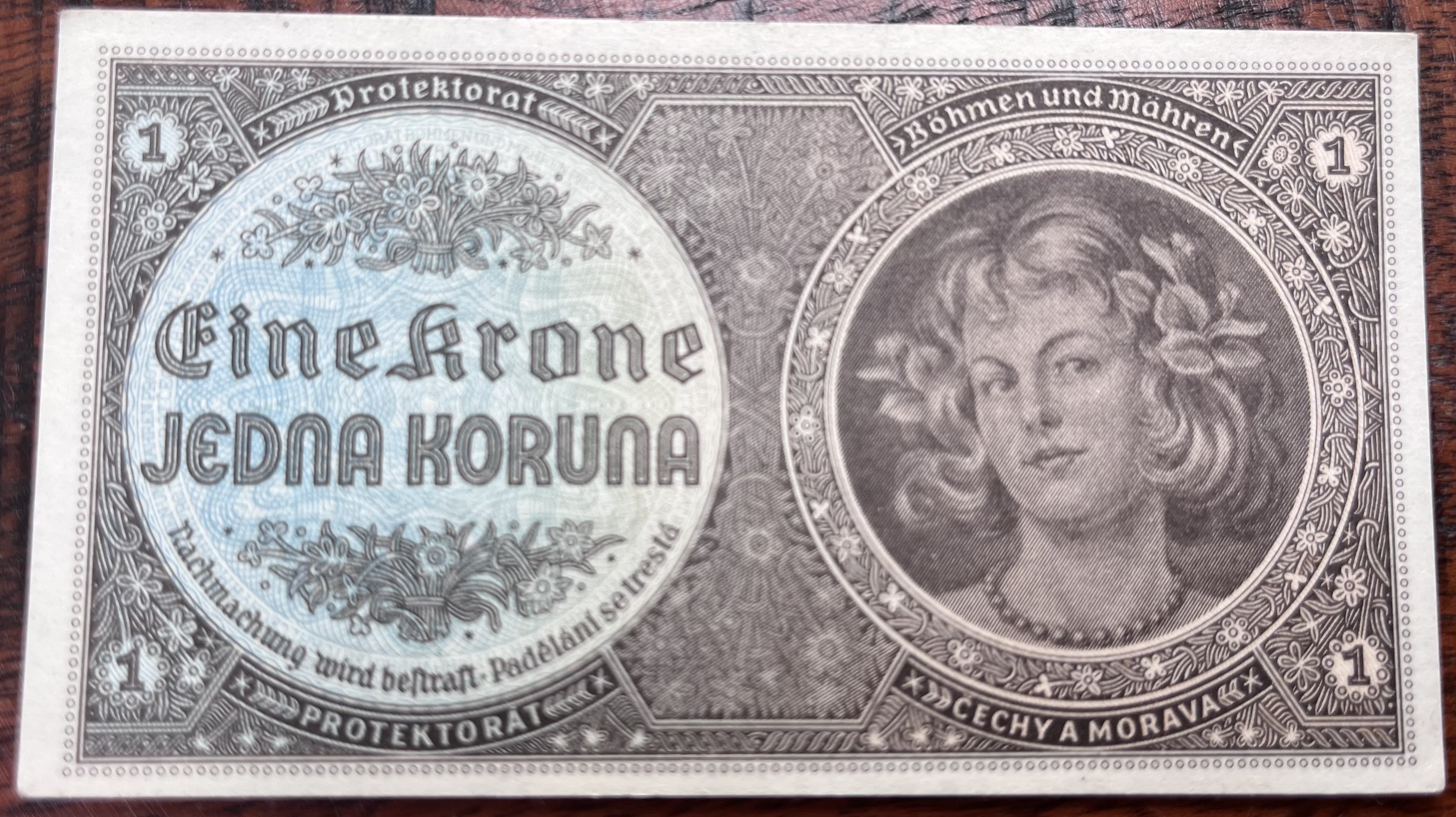 Československo -1 korun, 1940, D 036, UNC