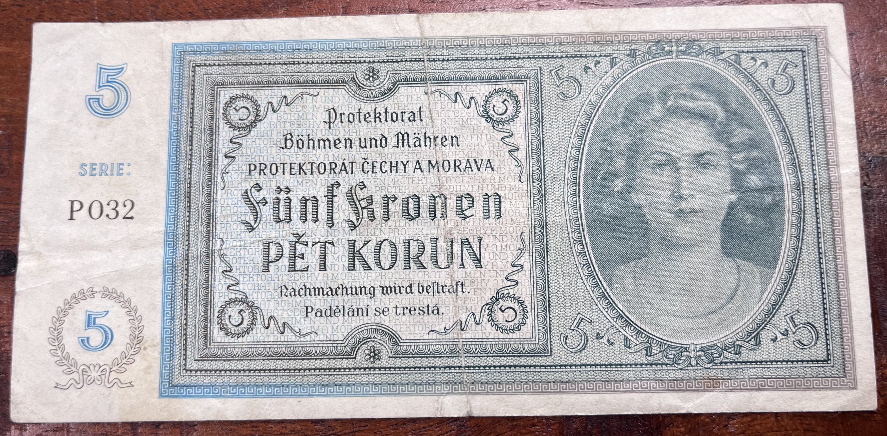 Československo -5 korun, 1940, P032