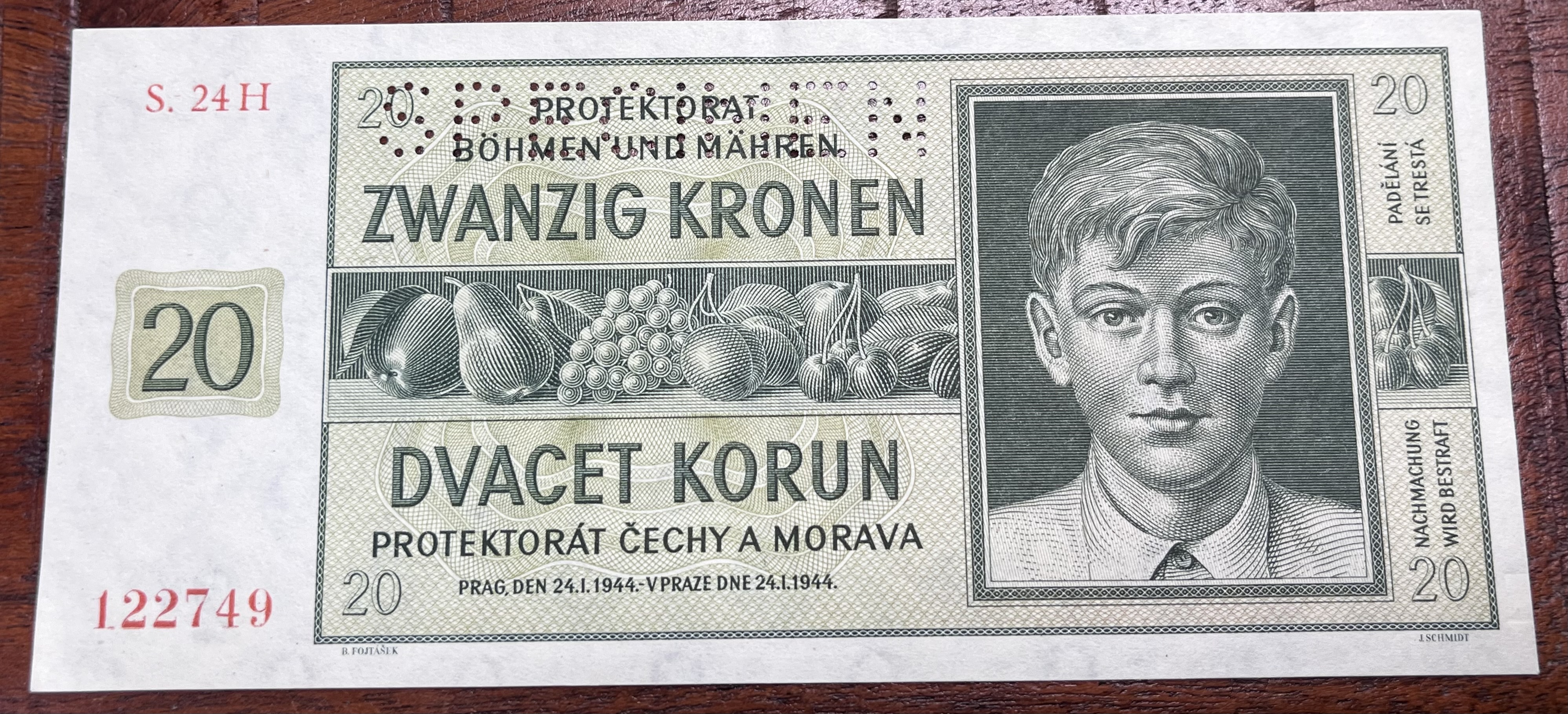 Československo -20 korun, 1944, H 24
