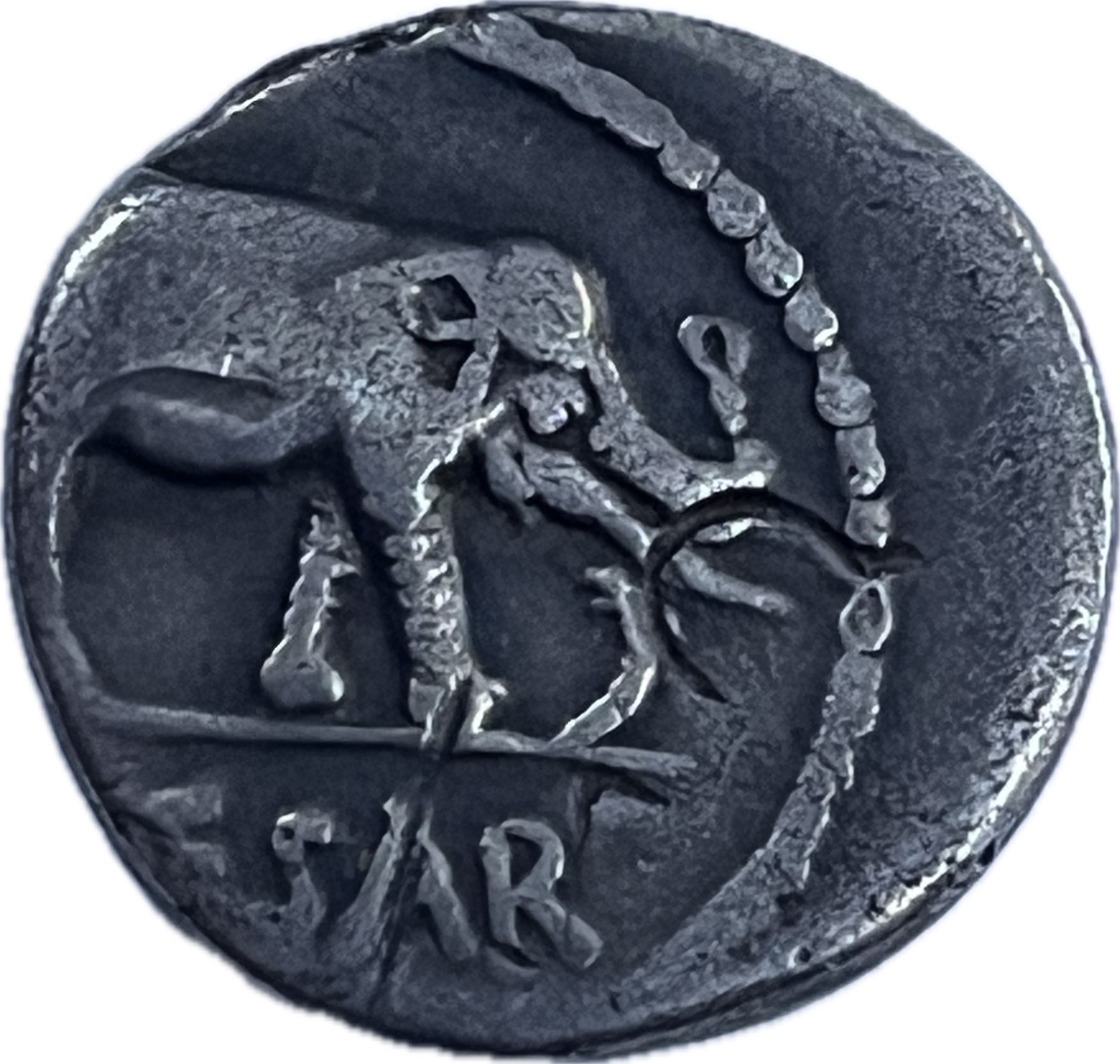 Řím- Republika, Julius Caesar, denár, slon, crawford:443/1