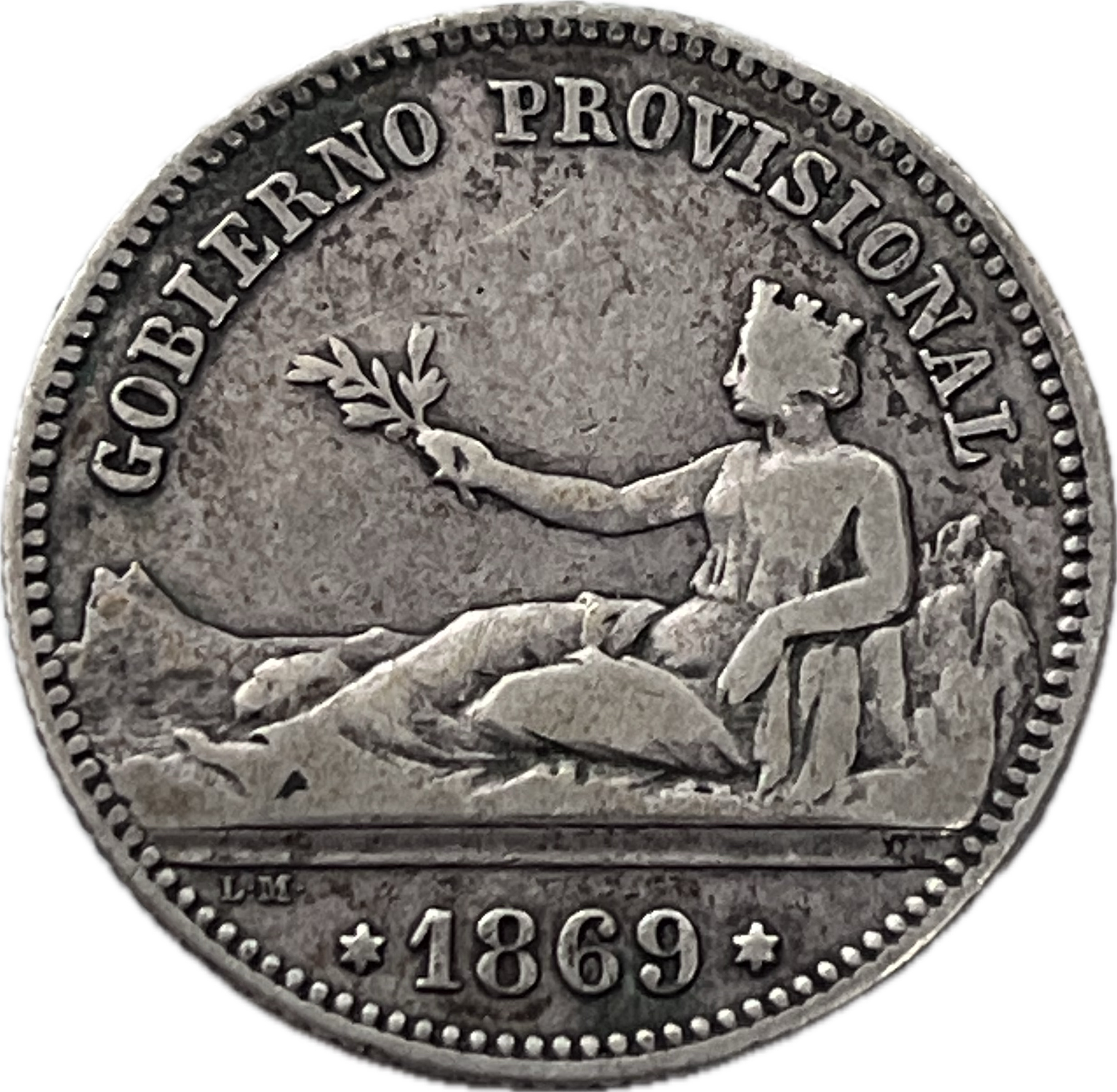 Španělsko - Peseta 1869 Madrid Provisional Government, Madrid, KM:652 EF
