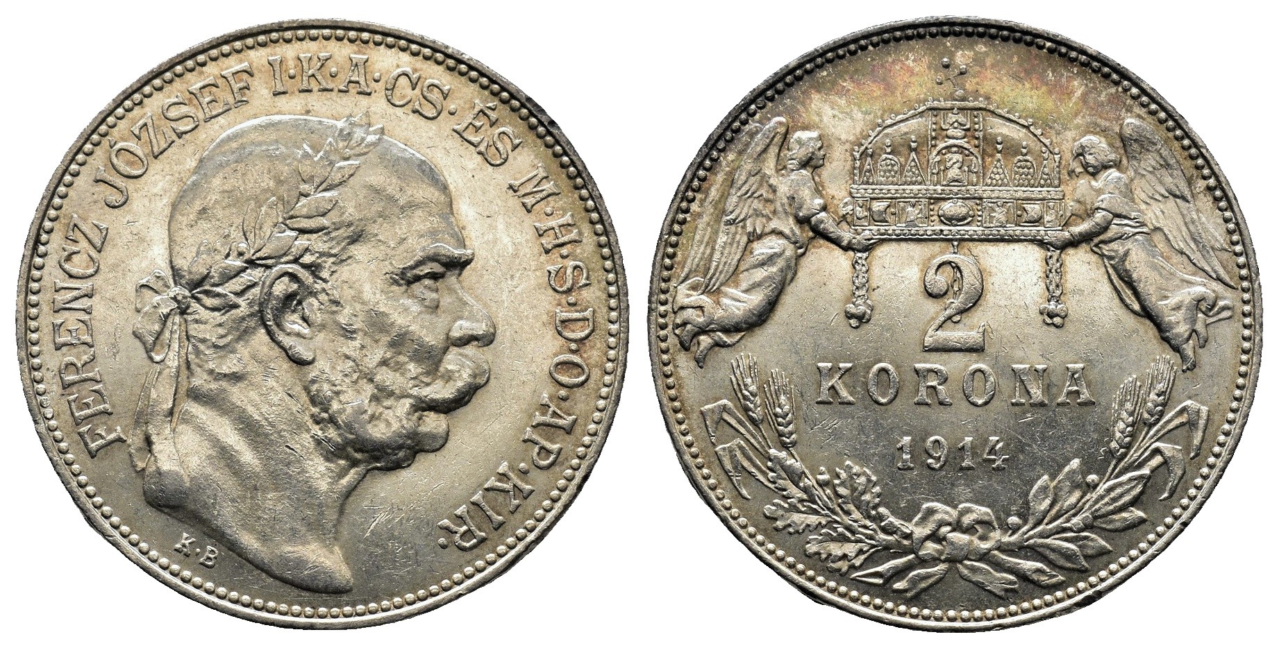 Maďarsko - 2 koruny 1914 KB, František Josef I.