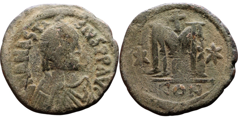 Byzanc – Anastasius I., AE follis, 491–518 n. l.