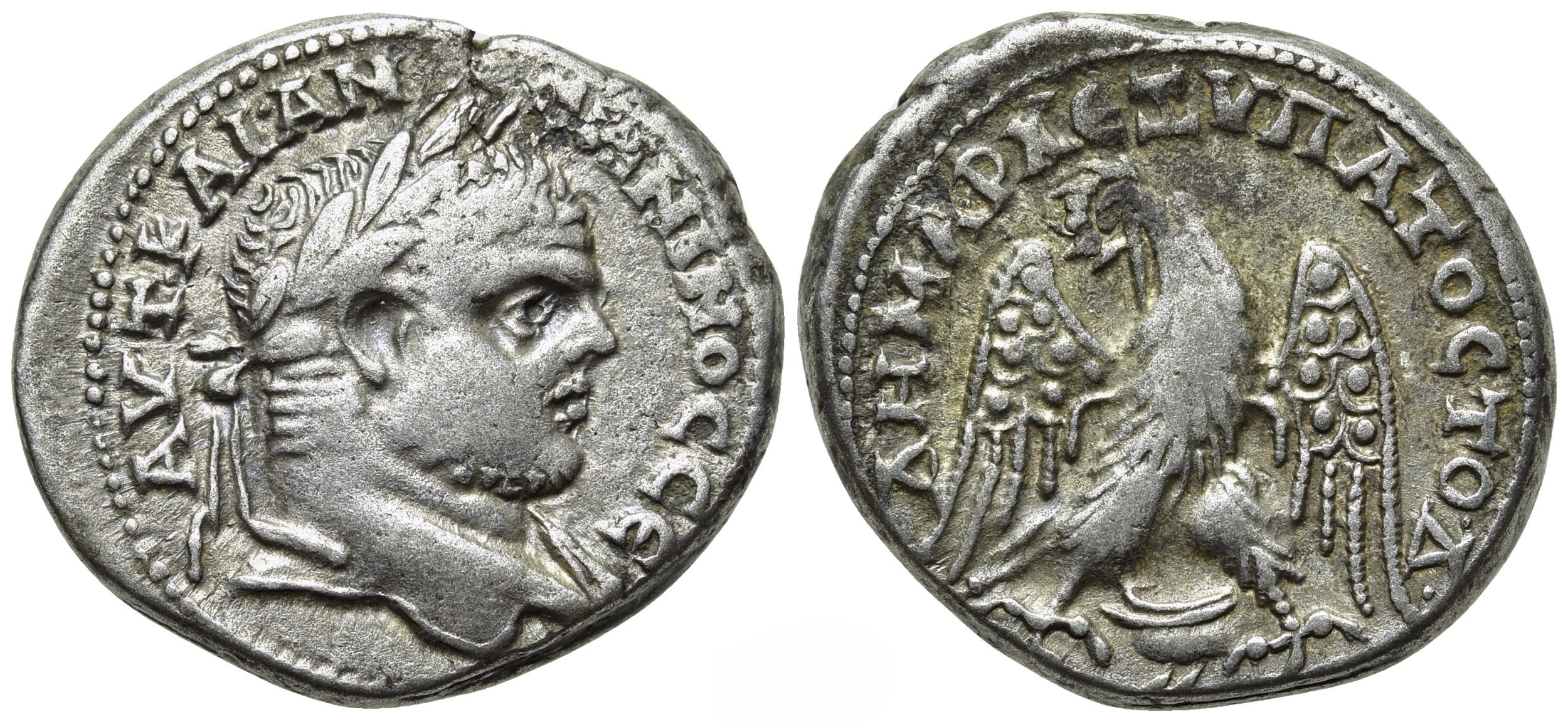 Řím - Caracalla Fénicie 198–217, Berytus, Stříbrná Tetradrachma, 13.60 g, 27 mm.