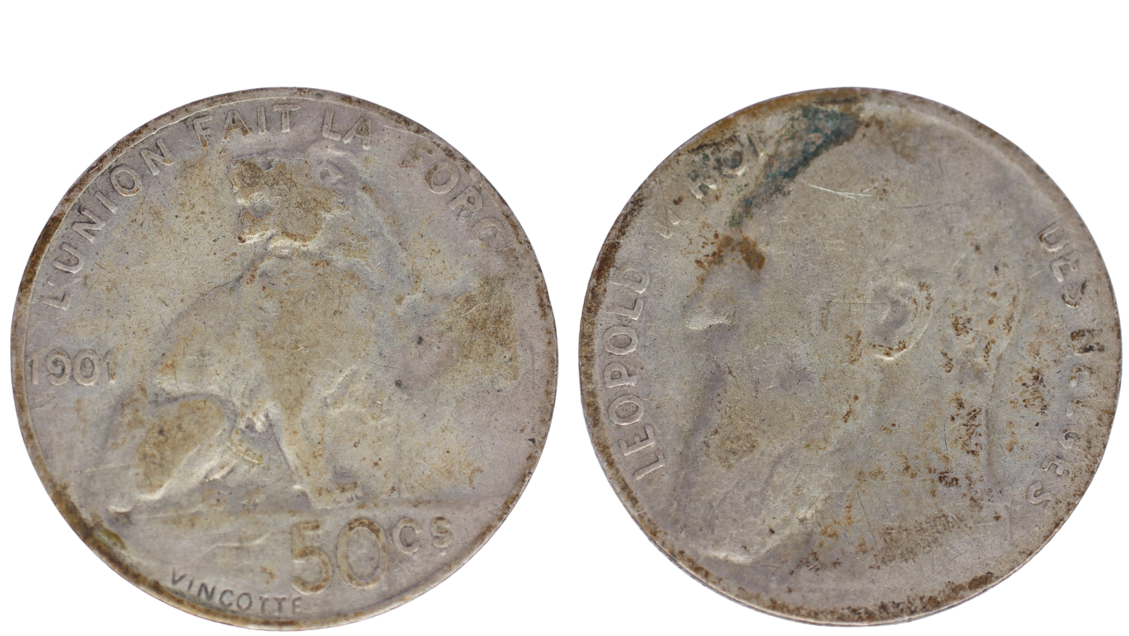 Belgium – 50 Centimes, 1901, Leopold