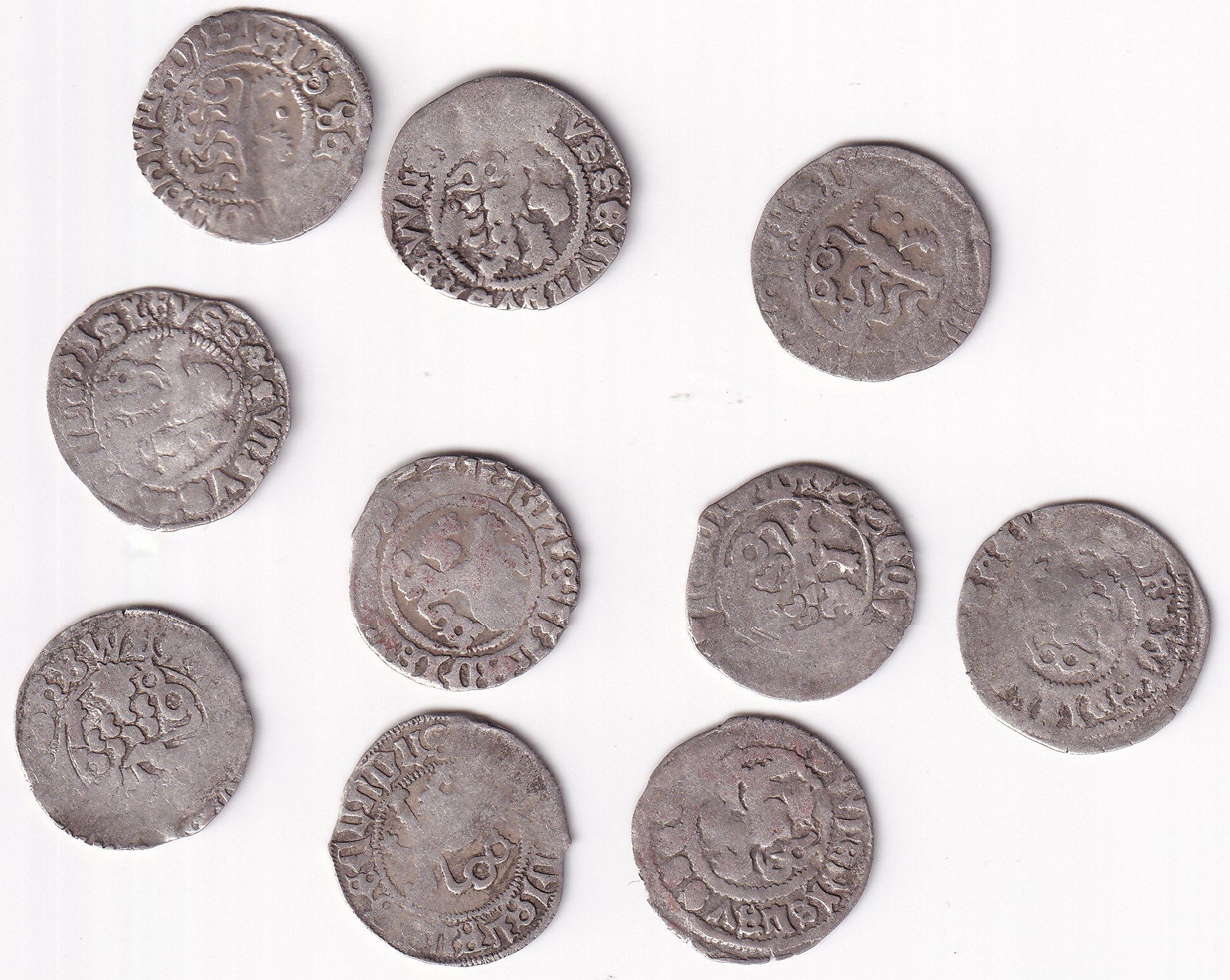 Čechy - LOT 10x Bílý peníz, Vladislav II. Jagellonský, Ag