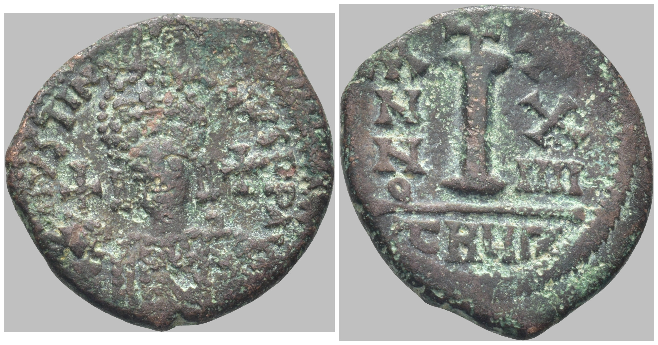 Byzantská říše - Justinian I (527–565) – AE decanummium, Antiochie, rok 24