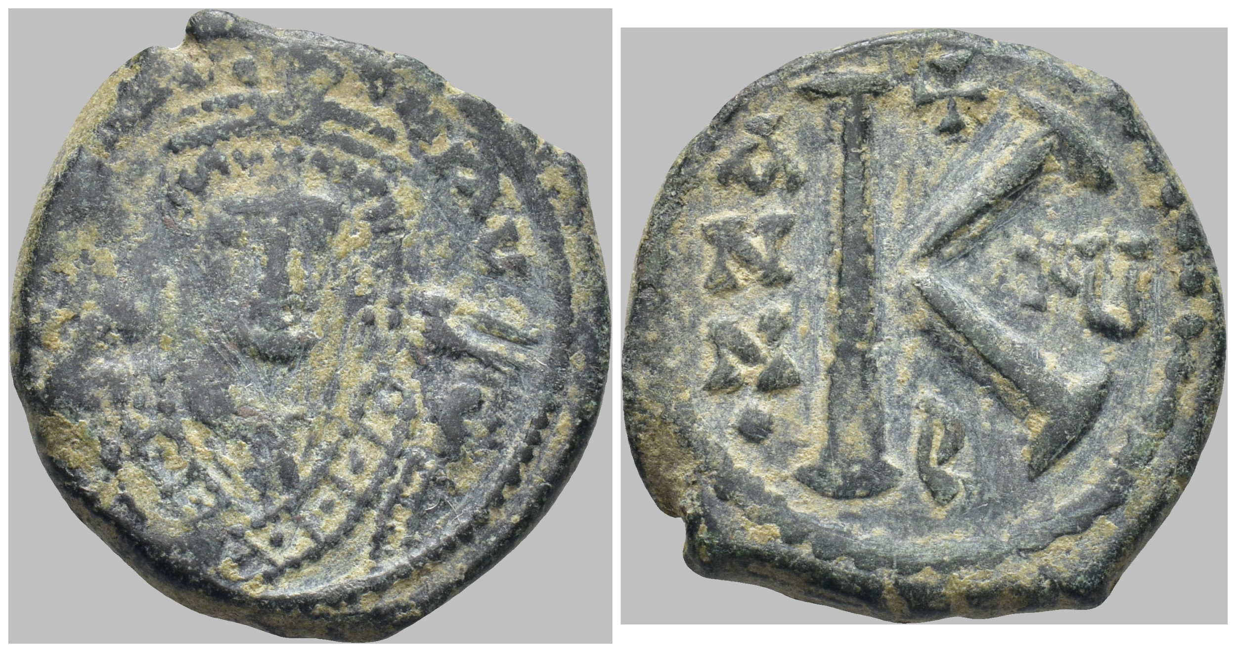 Byzantská říše - Maurice Tiberius (582–602) – AE půlfollis, Antiochie