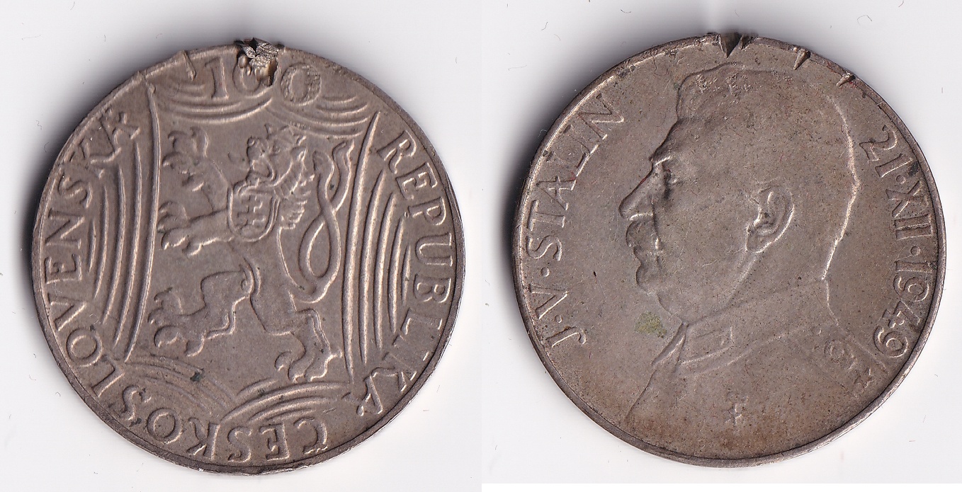 Československo - 100 korun, 1949, 100 Kčs Stalin 1949, poškozená