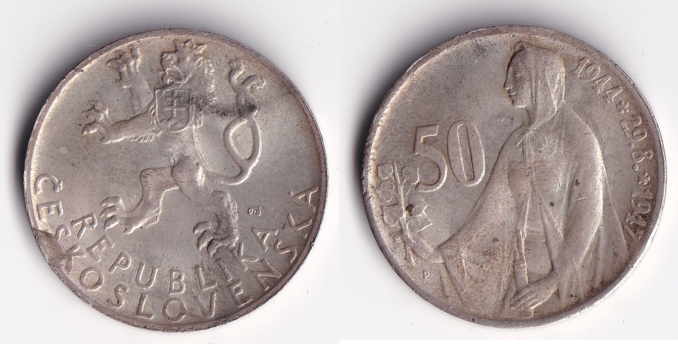 Československo - 50 korun, 1947, 50 Kčs- 3 . vyročí snp r. 1947