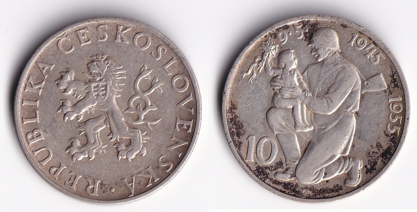 Československo - 10 korun, 1955, 10 let osvobození ČSR 10 Kčs 1955