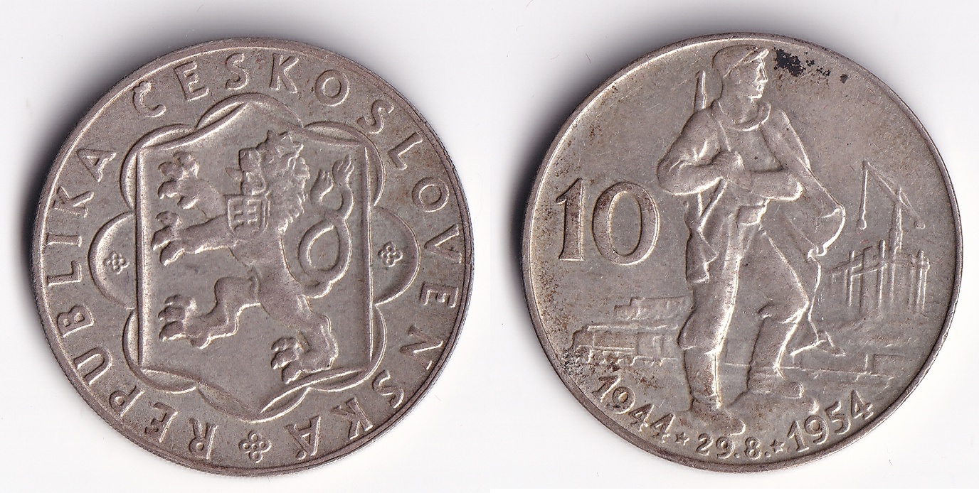 Československo - 10 korun, 1954, 10 let SNP 10 Kčs 1954