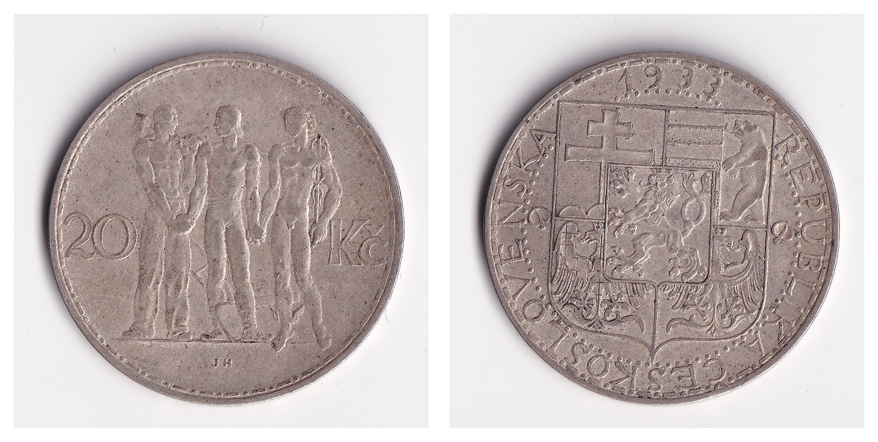 Československo - 20 korun, 1933, 20 Kč 1933
