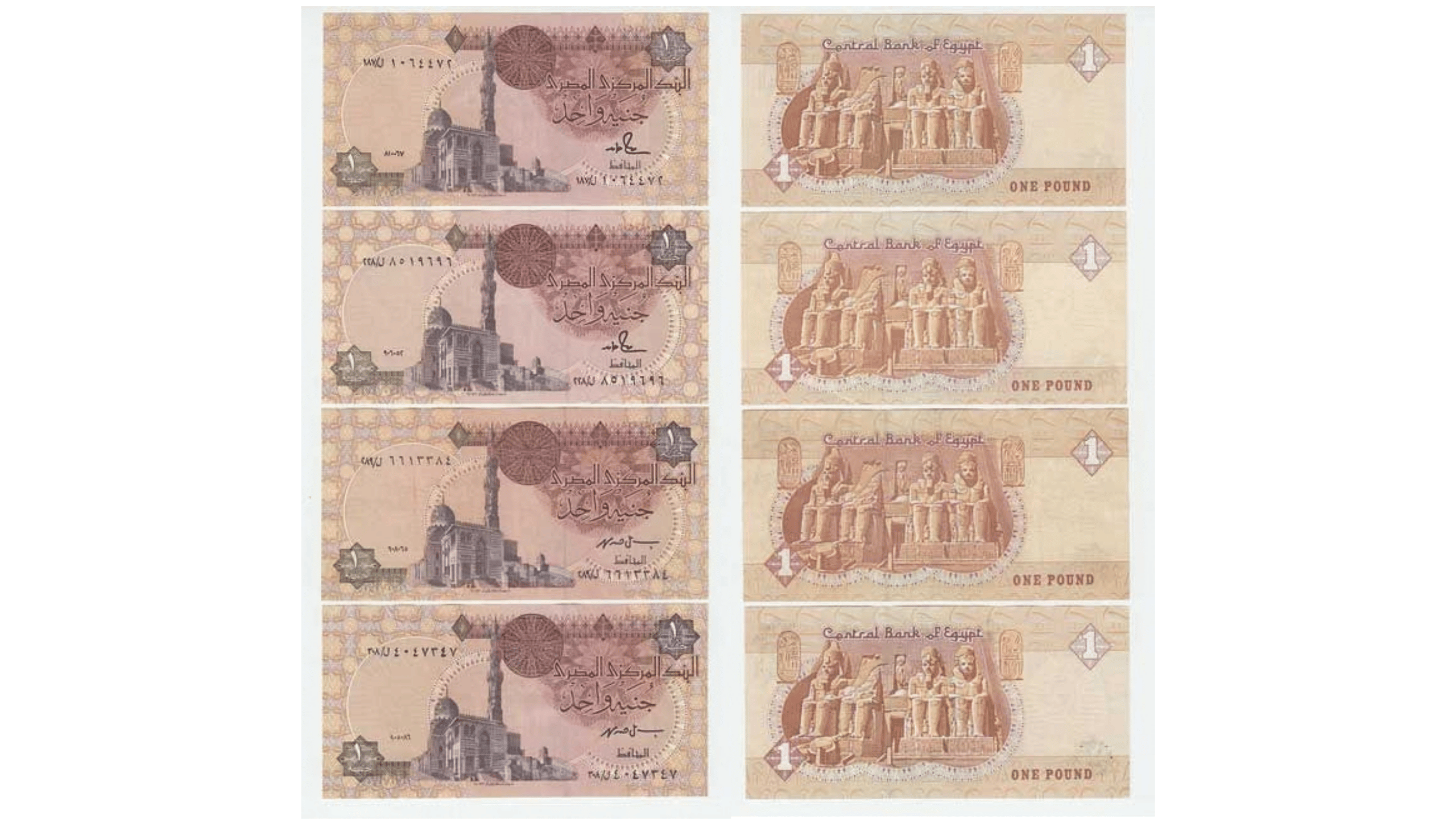 Egypt - 4x 1 Pound 10.6.1987, 6.5.1995, 8.6.1995, 5.8.1996