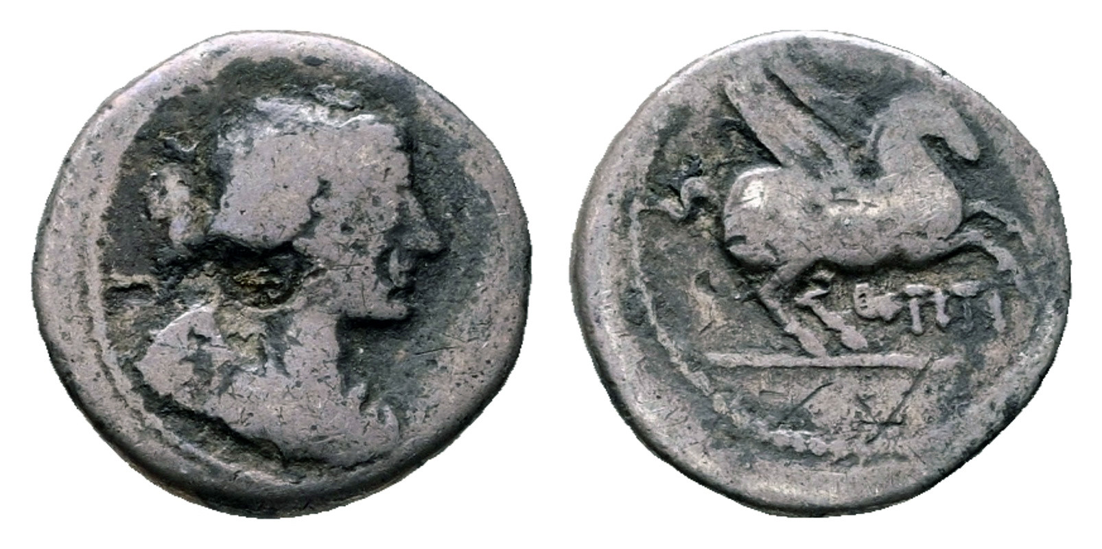 Řím – Q. Titius, 90 př. n. l., mincovna Řím, AR quinarius