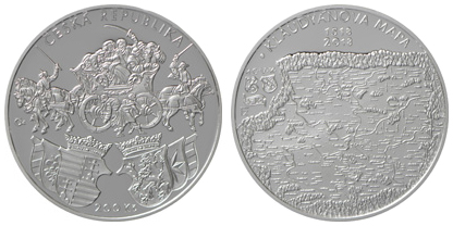 200 Kč 2018. Pamětní stříbrná mince k 500. výročí vydání Klaudyánovy mapy - PROOF