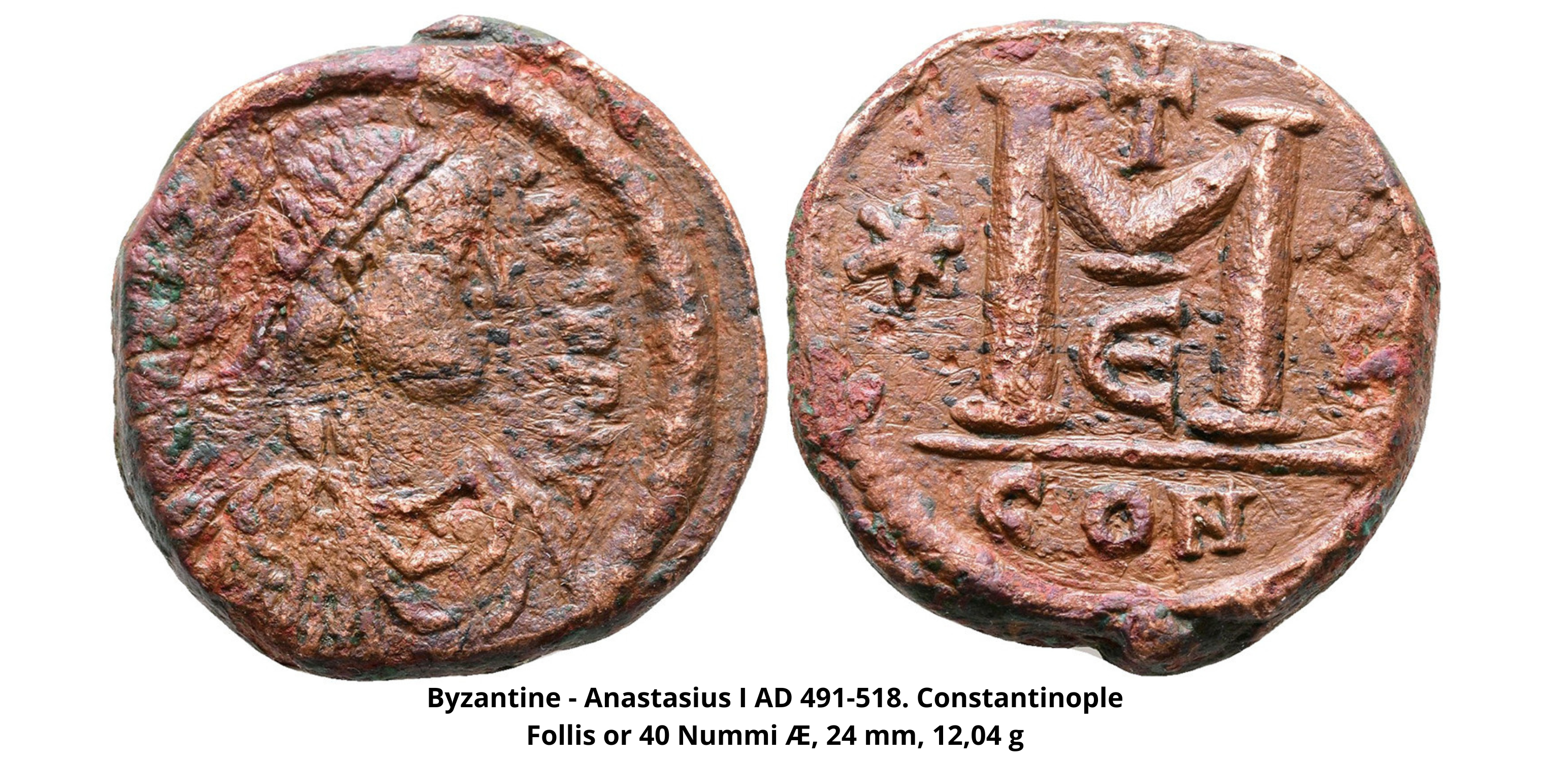 Byzantská říše - Follis 24 mm - Anastasius I AD 491-518