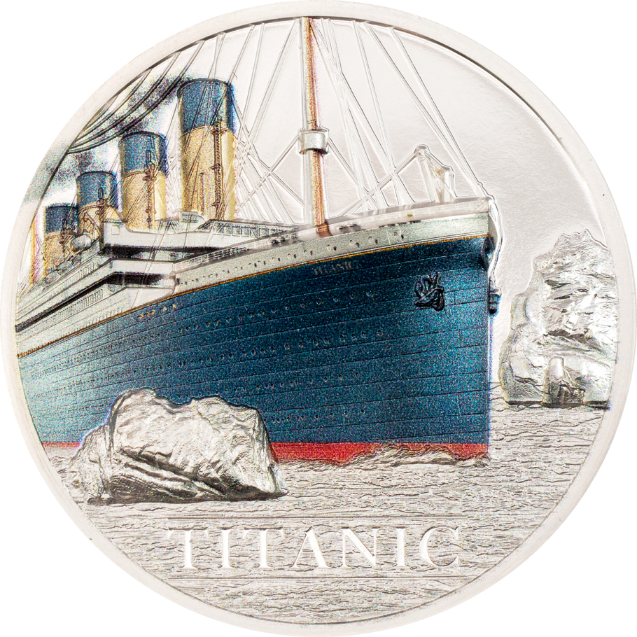 1 OZ Titanic 2022 Cook Islands, s hrudkou uhlí - PROOF