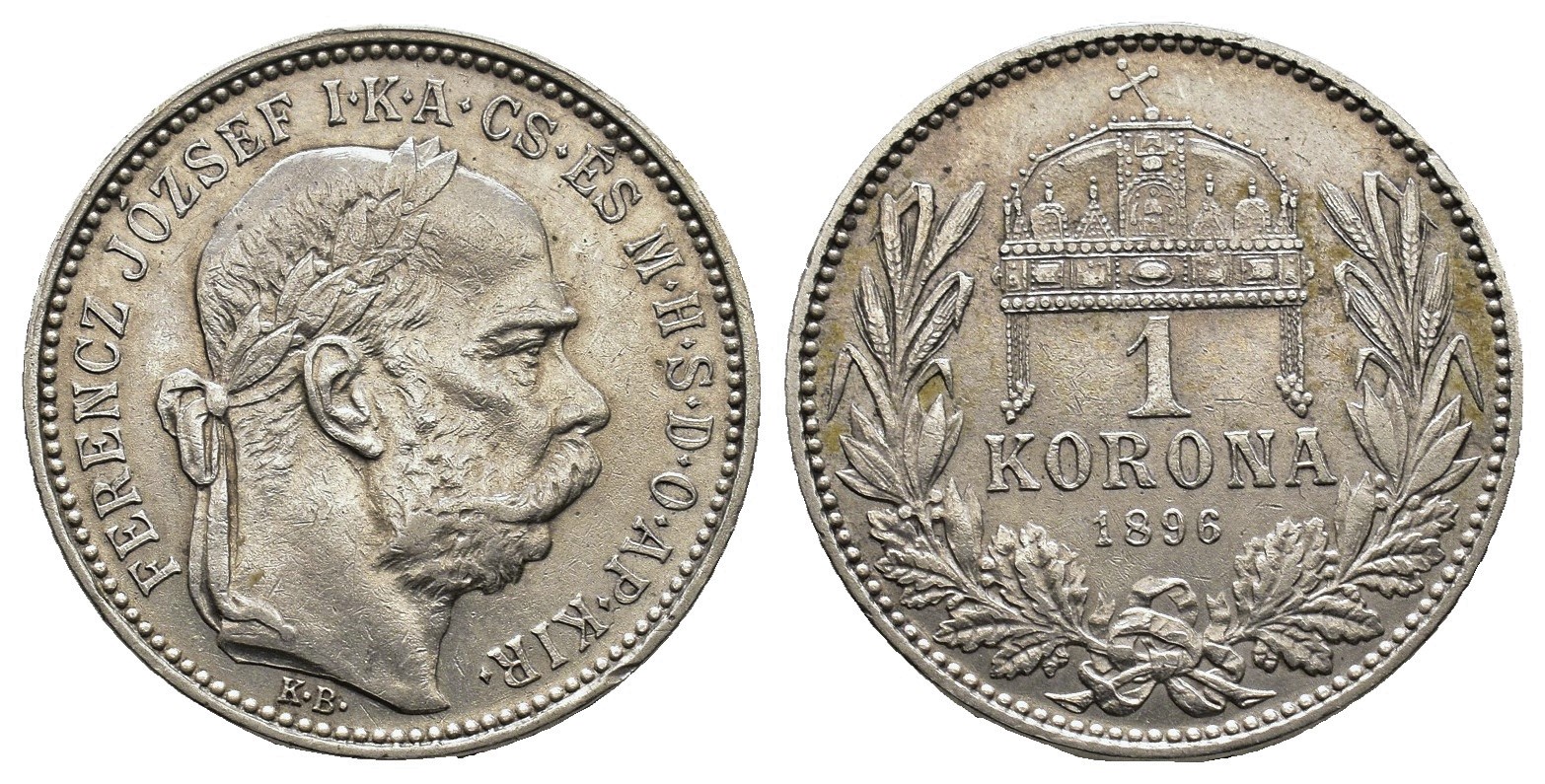 Maďarsko - 1 koruna 1896 KB, František Josef I.
