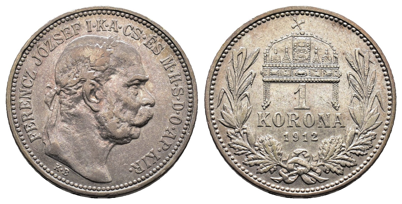 Maďarsko - 1 koruna 1912 KB, František Josef I.