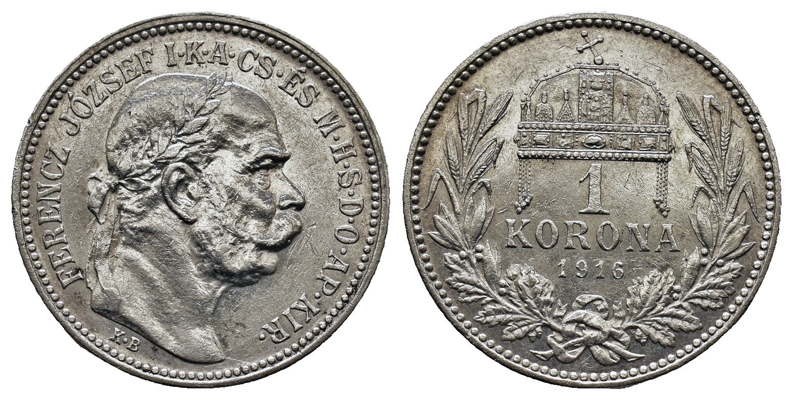Maďarsko - 1 koruna 1916 KB, František Josef I.