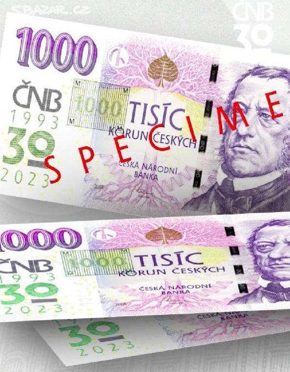 Pamětní bankovka 1000 Kč 2023 - Přetisk ČNB 2023