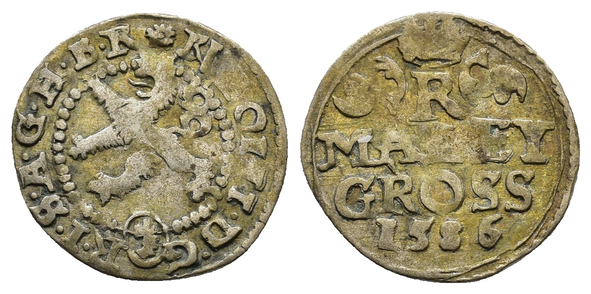 Rakousko - Malý groš 1586, Rudolf II., K. Hora - Šatný