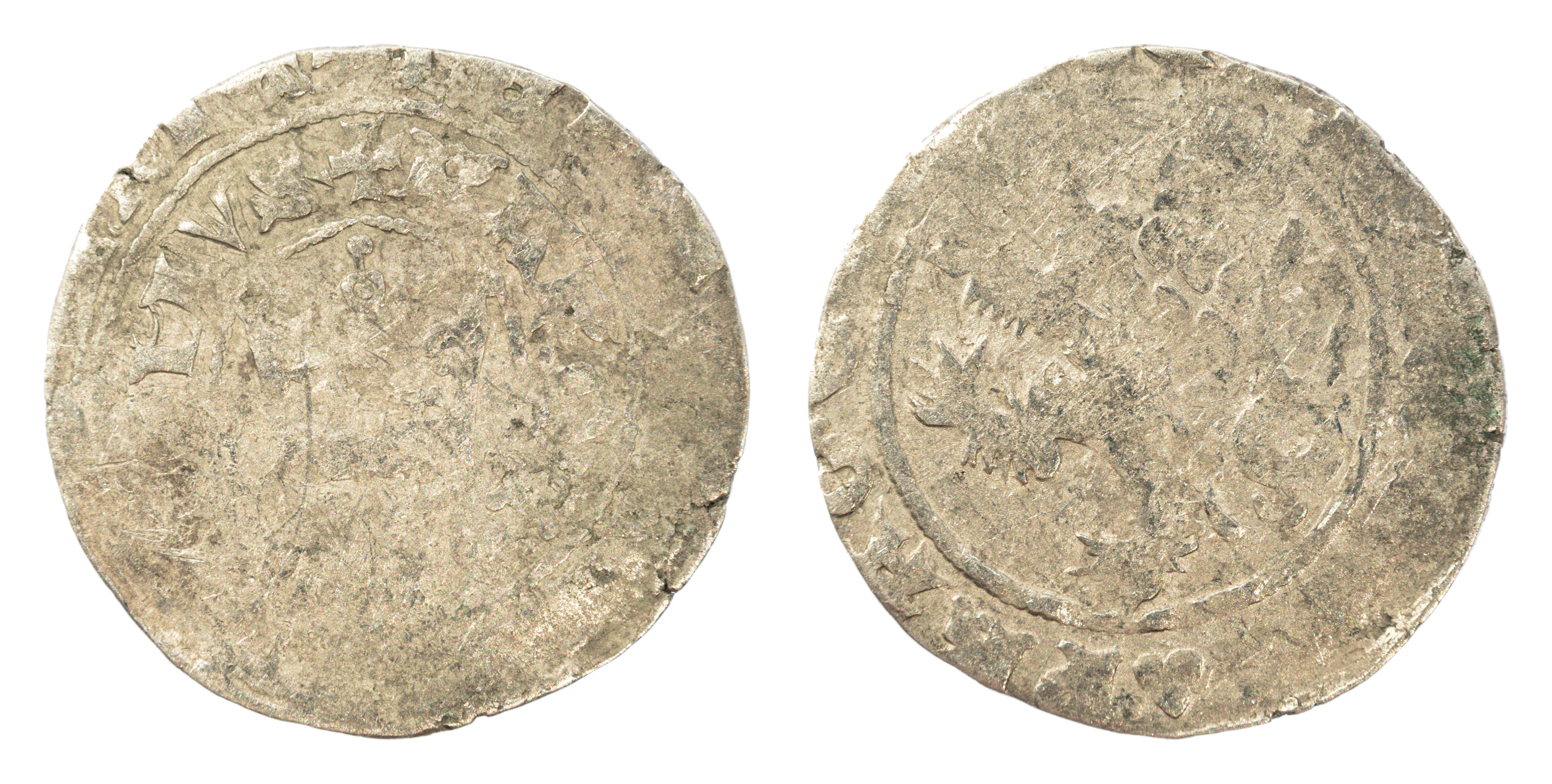 Pražský groš, Karel IV. 2,61g, patina