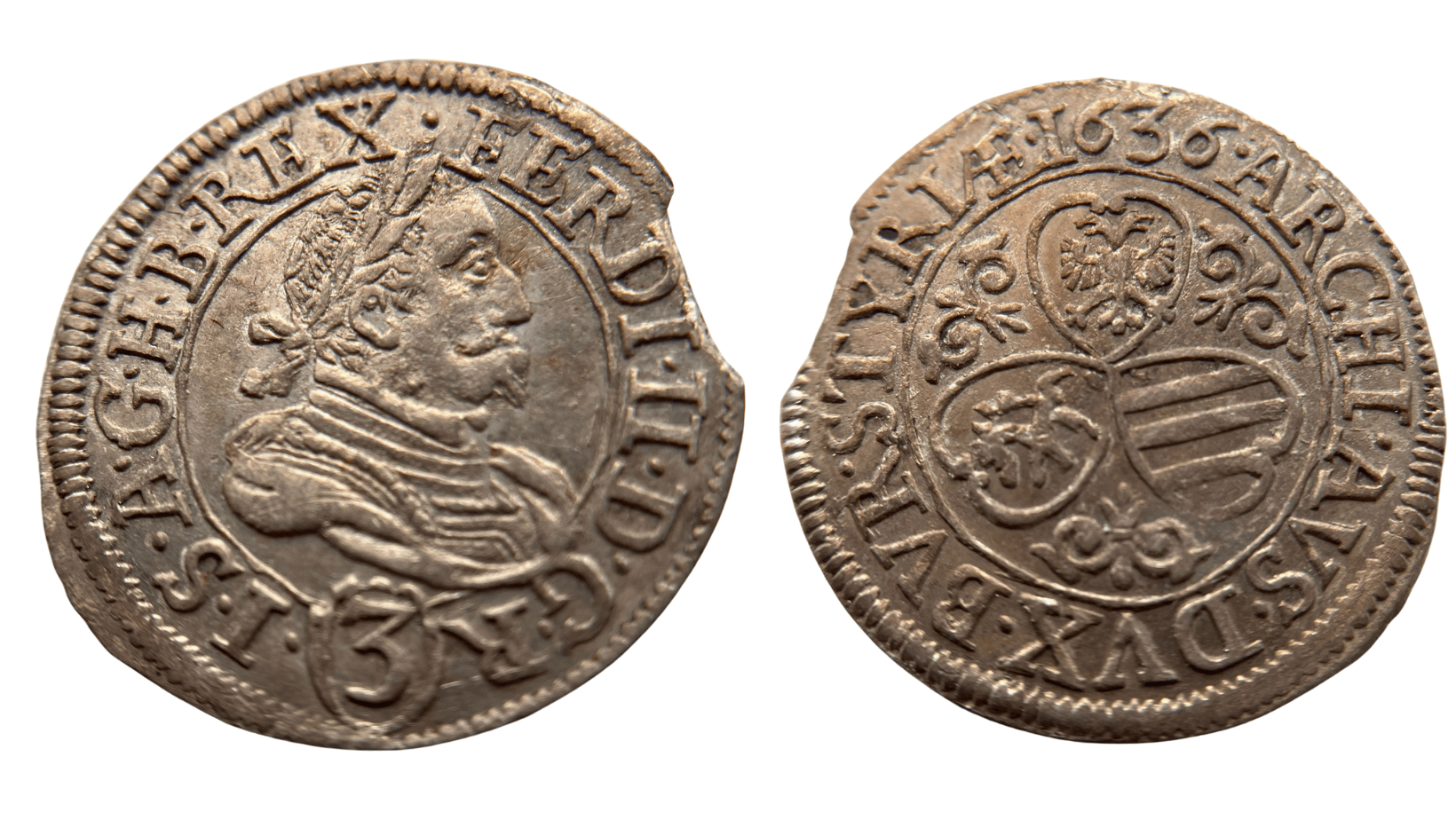 RU - FERDINAND II. 1619-1637 - 3 KREJCAR 1636 Štýrský hradec