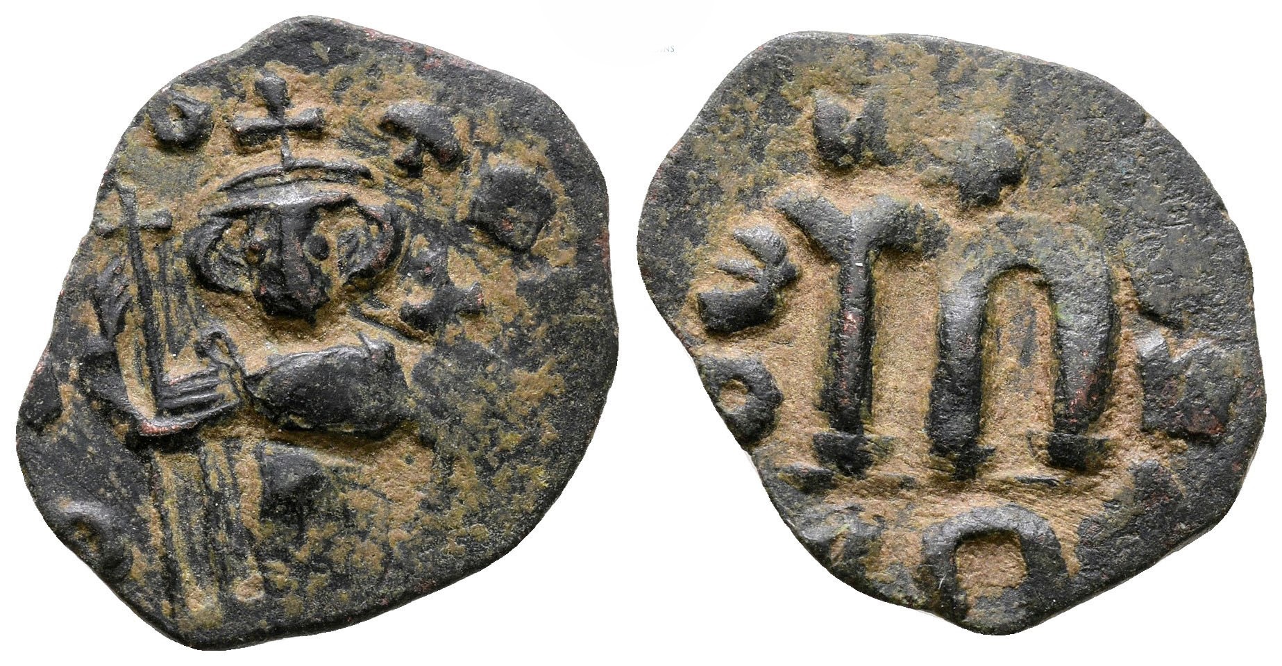 Byzantská říše - Constans II, Follis nebo 40 Nummi AE, 2,73g/22mm. 641-668 n.l