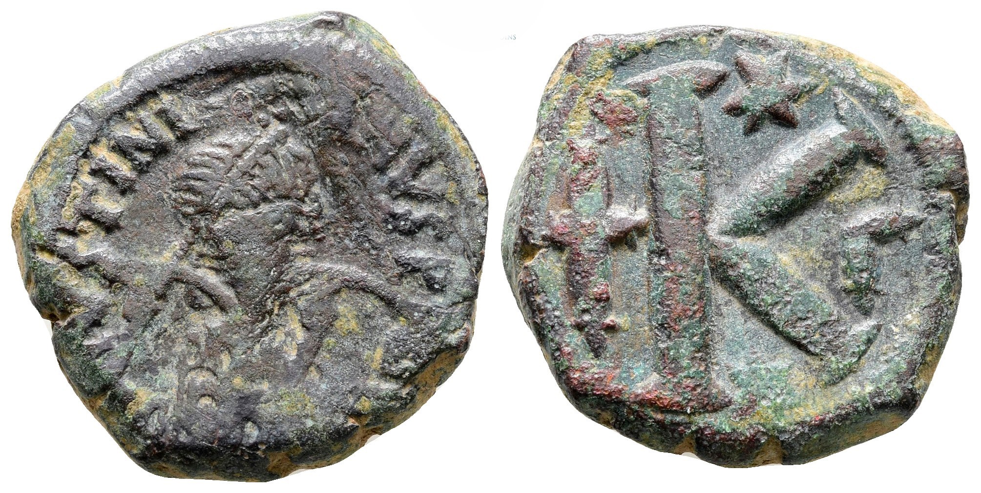 Byzantská říše - Justinian I, Half Follis or 20 Nummi, AE, (10,39g/24mm) 527-565 n.l.