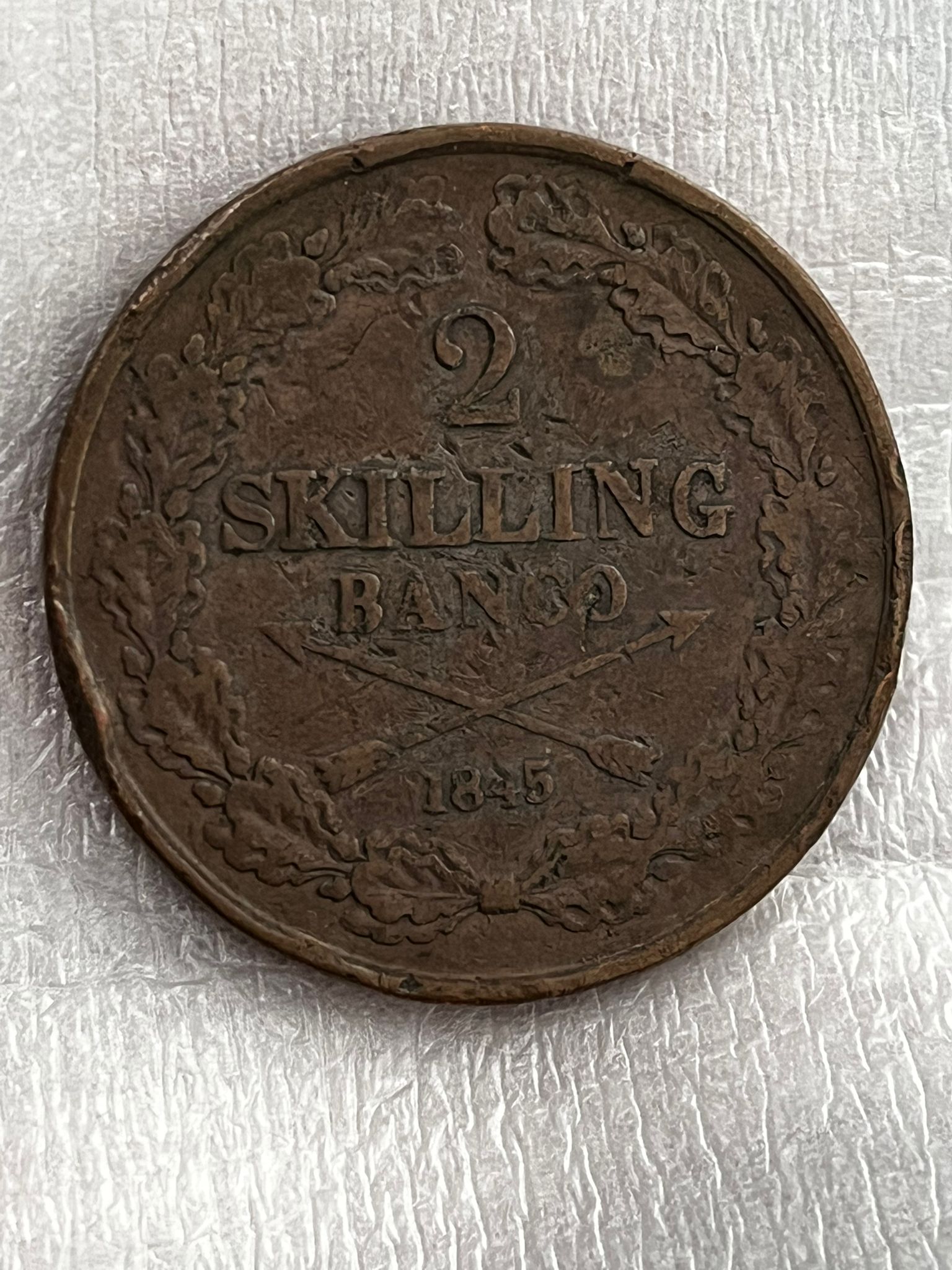 2 Skilling Banco 1845, Oskar I