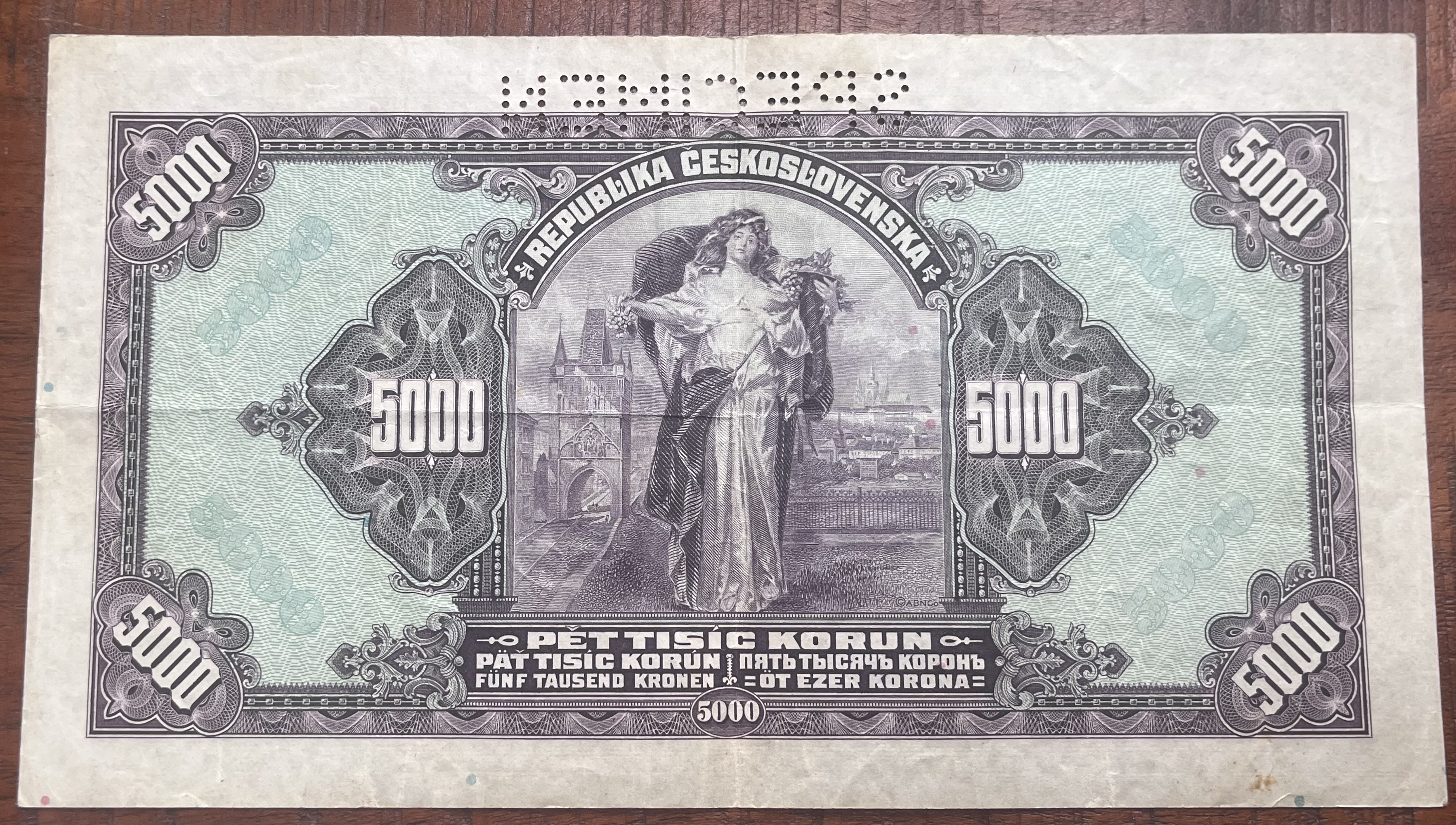 Československo -5000 korun, 1920, B