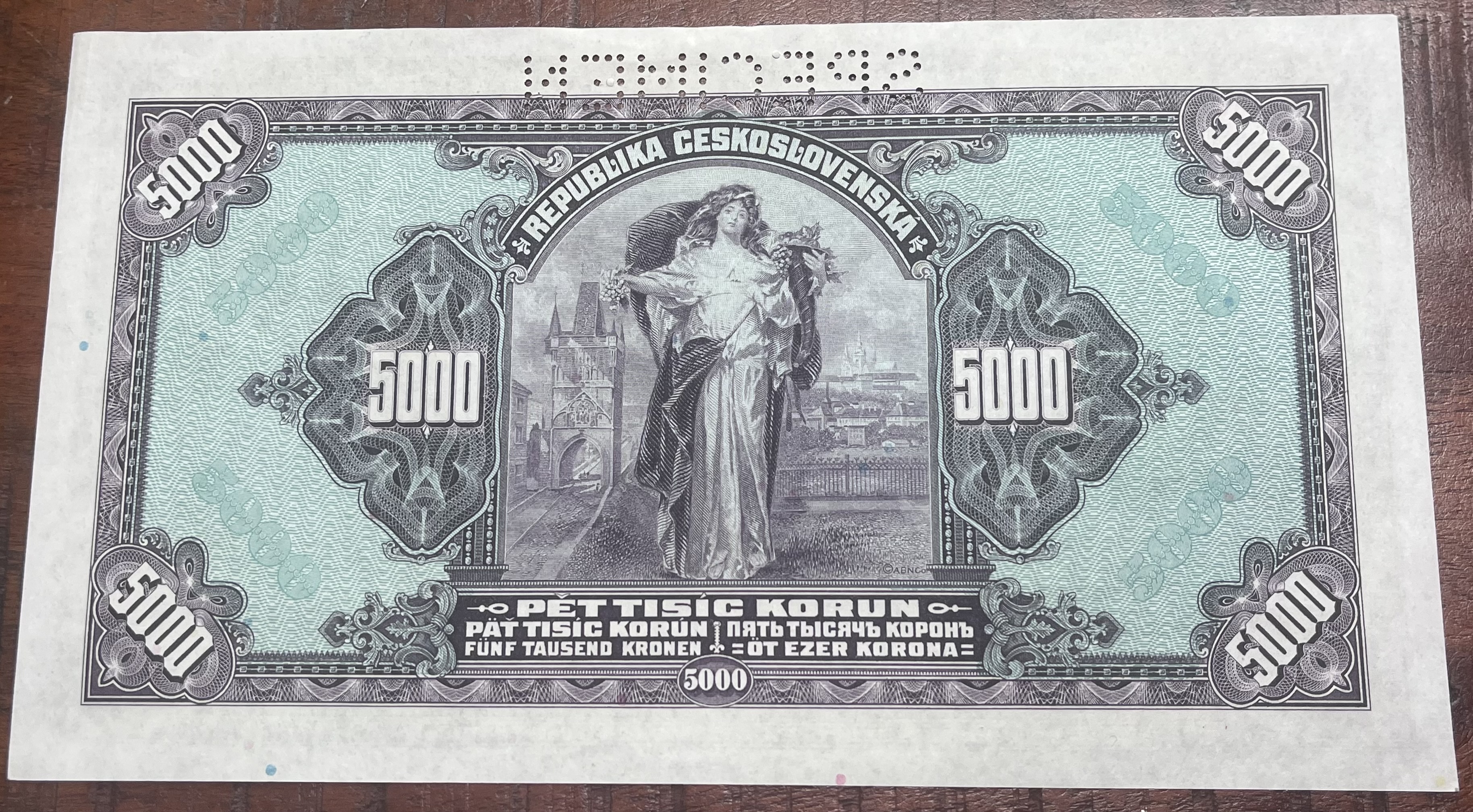 Československo -5000 korun, 1920, C, AUNC