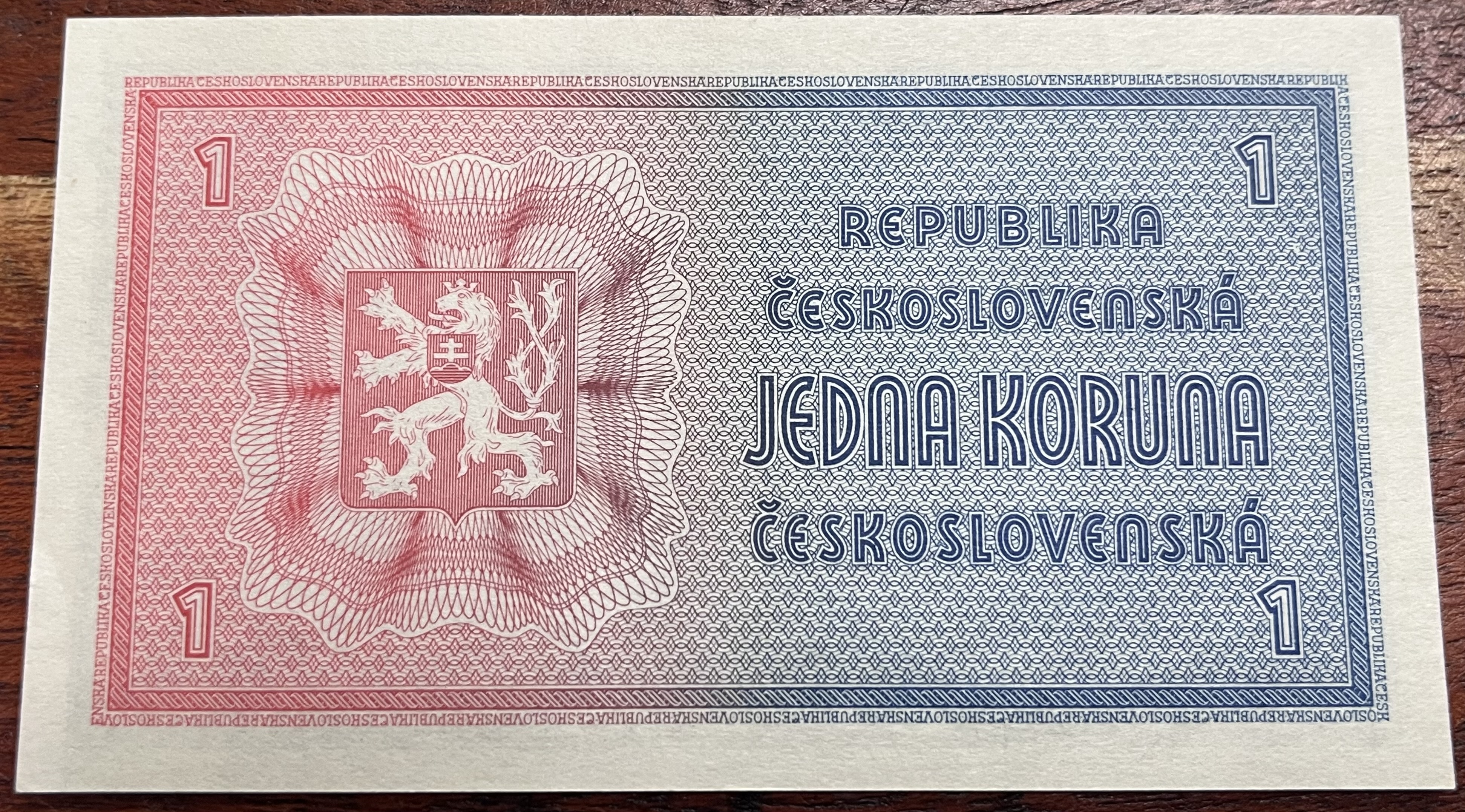 Československo -1 koruna, 1938, Mucha , UNC