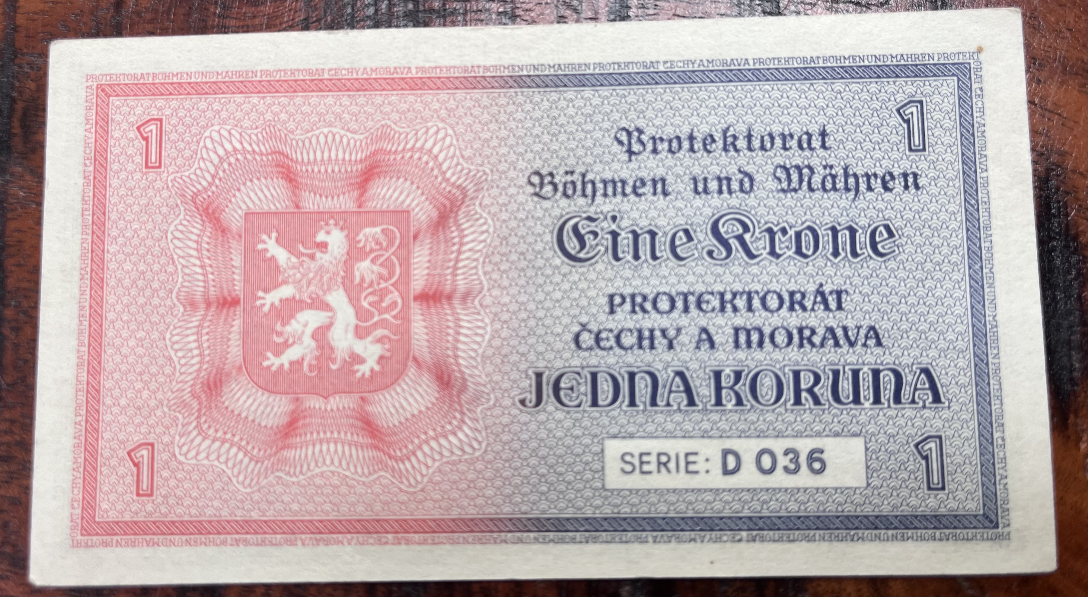 Československo -1 korun, 1940, D036 UNC