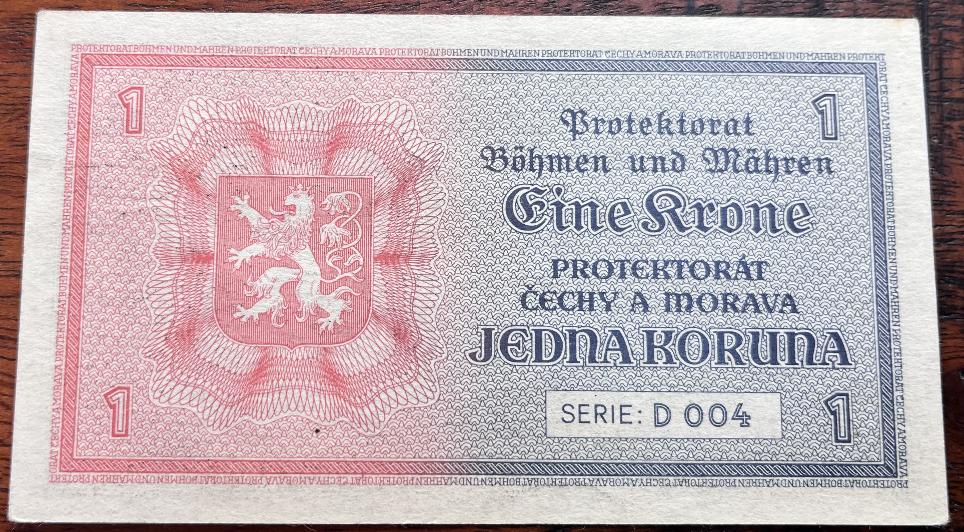 Československo -1 korun, 1940, D004,AUNC 
