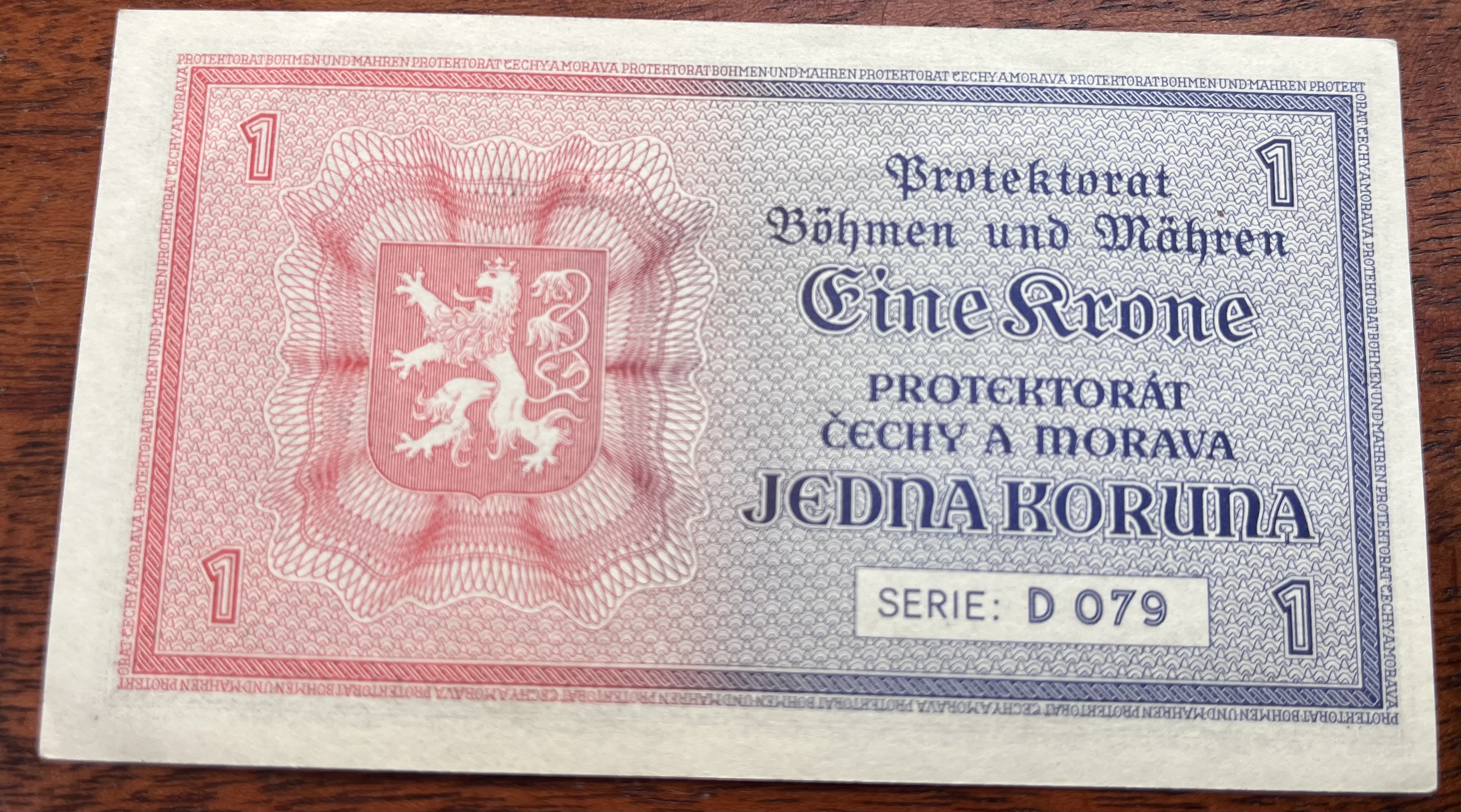 Československo -1 korun, 1940, D071, UNC