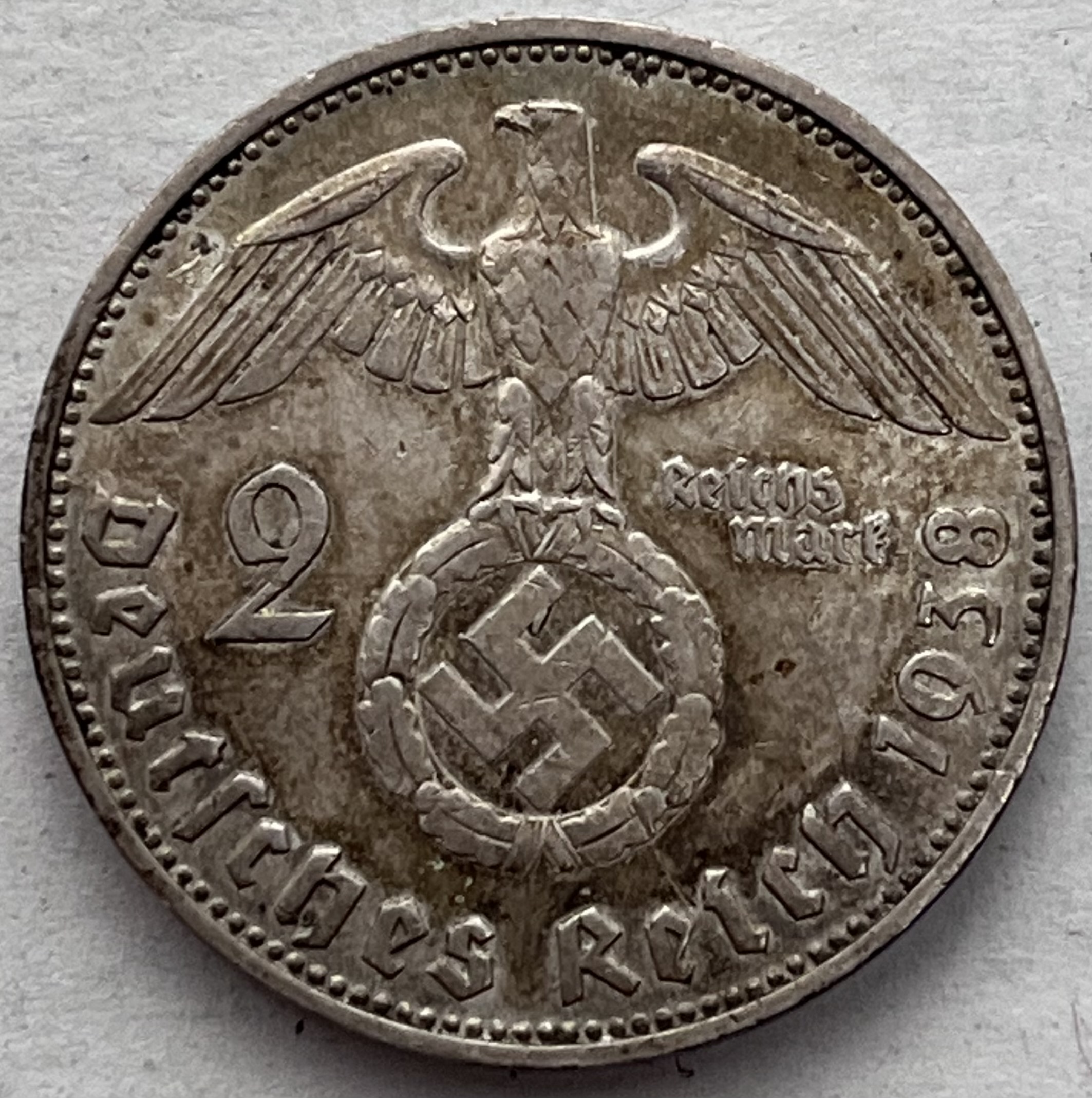 Německo, deutches reich, 2 Mark 1938F, Hindenburg